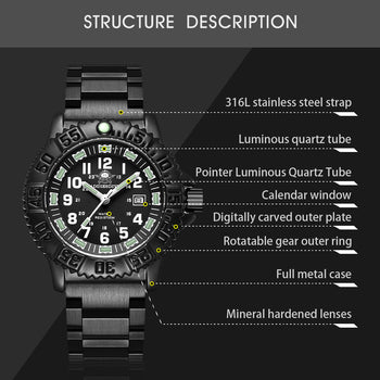 Addiesdive Sports Outdoor Military Watch Men's Quartz Watch 50 Meters Waterproof (050s) - Image 6