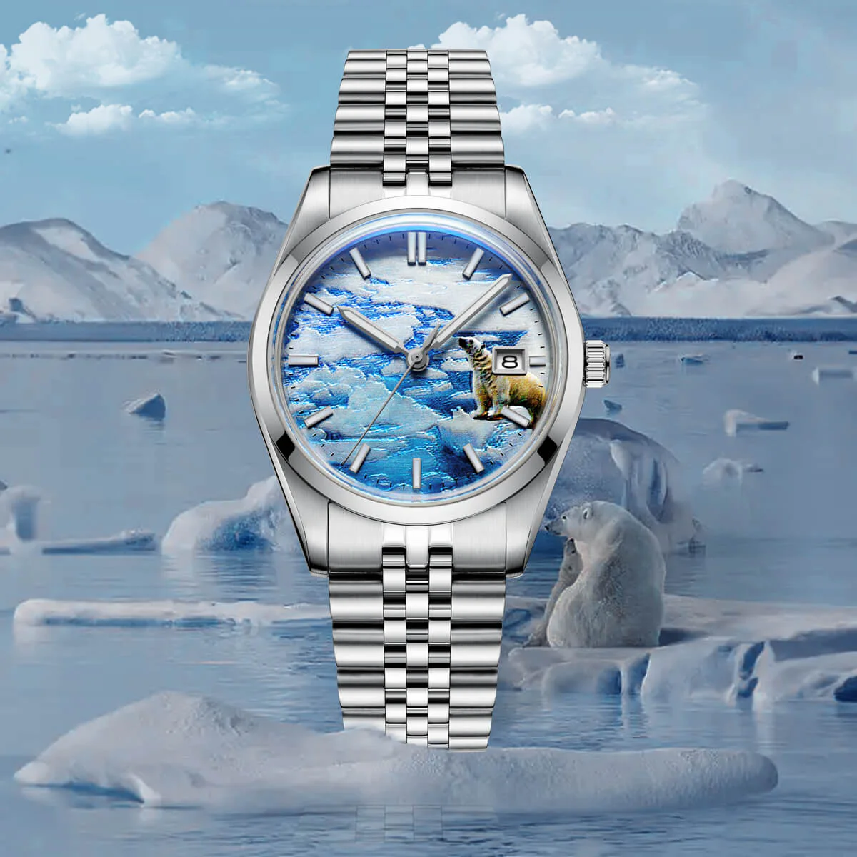 Addiesdive 39mm 3D Glacier Polar Bear Dial Automatic Watch （AD2042） - Image 4