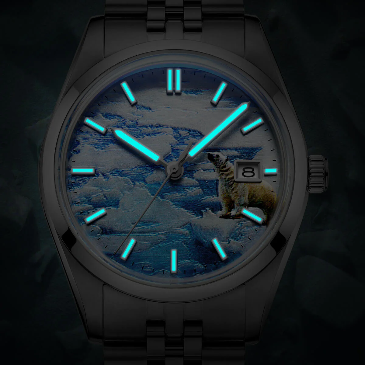 Addiesdive 39mm 3D Glacier Polar Bear Dial Automatic Watch （AD2042） - Image 8