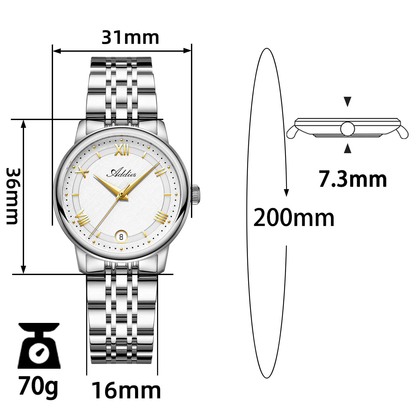 Addies 31mm Women’s Luxury Stainless Steel Quartz Watch AW25904 - Image 11