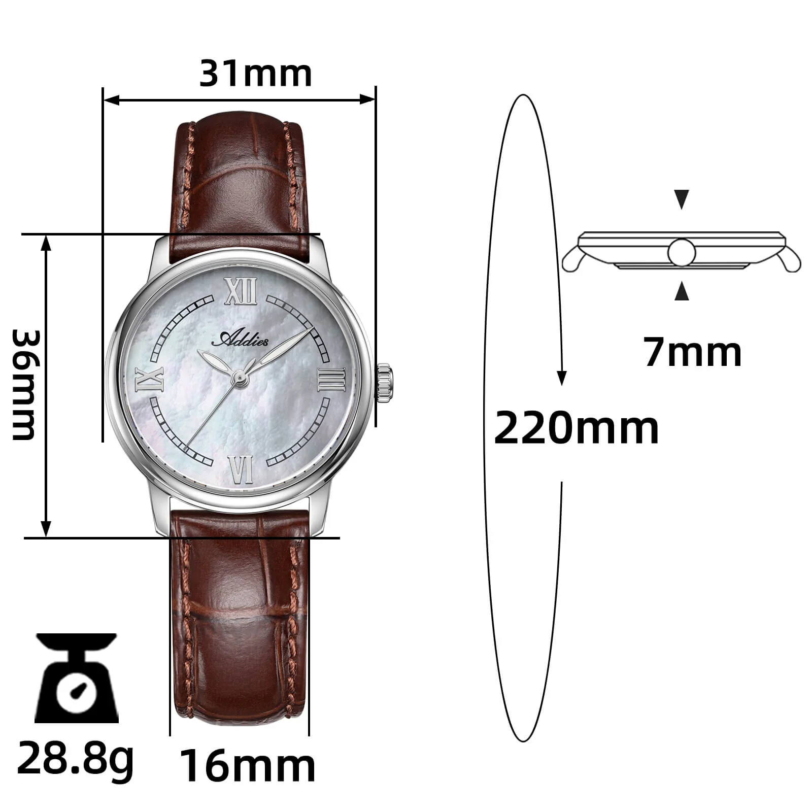 Addies 31mm Women’s Luxury Stainless Steel Quartz Watch AW25906 - Image 9