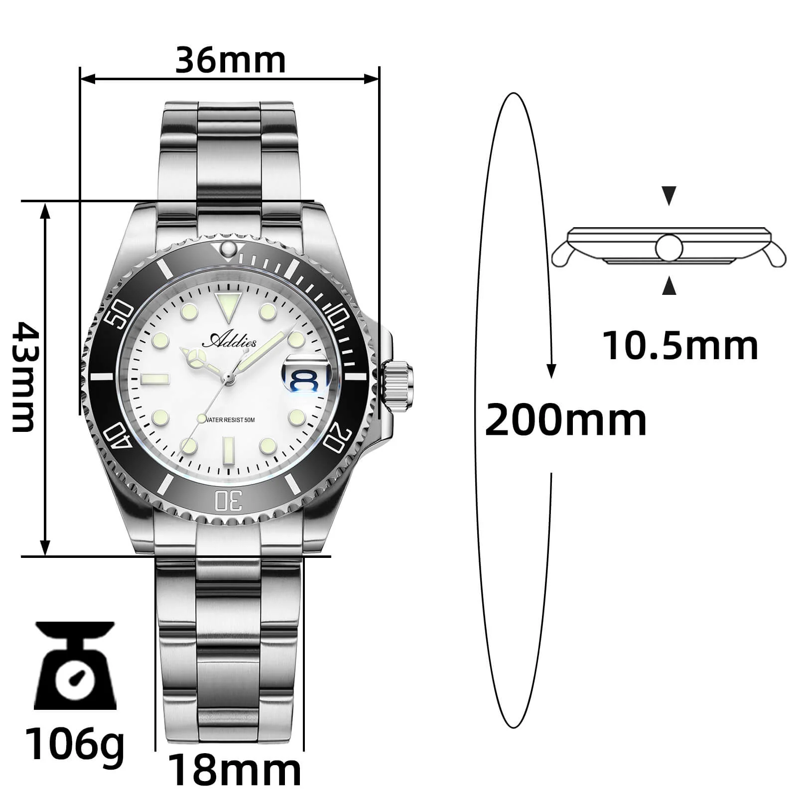 Addies Luxury Stainless Steel Quartz Watch AW25902 - Image 11