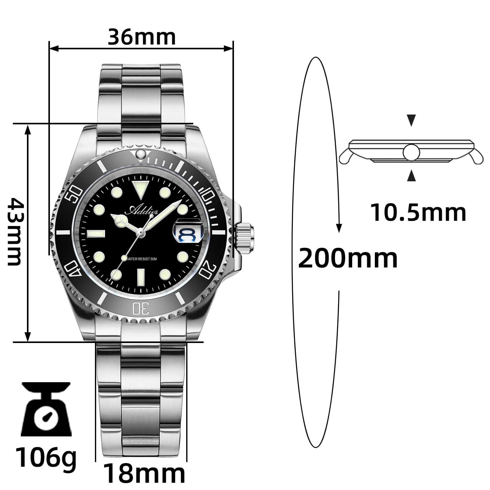 Addies Luxury Stainless Steel Quartz Watch AW25902 - Image 20