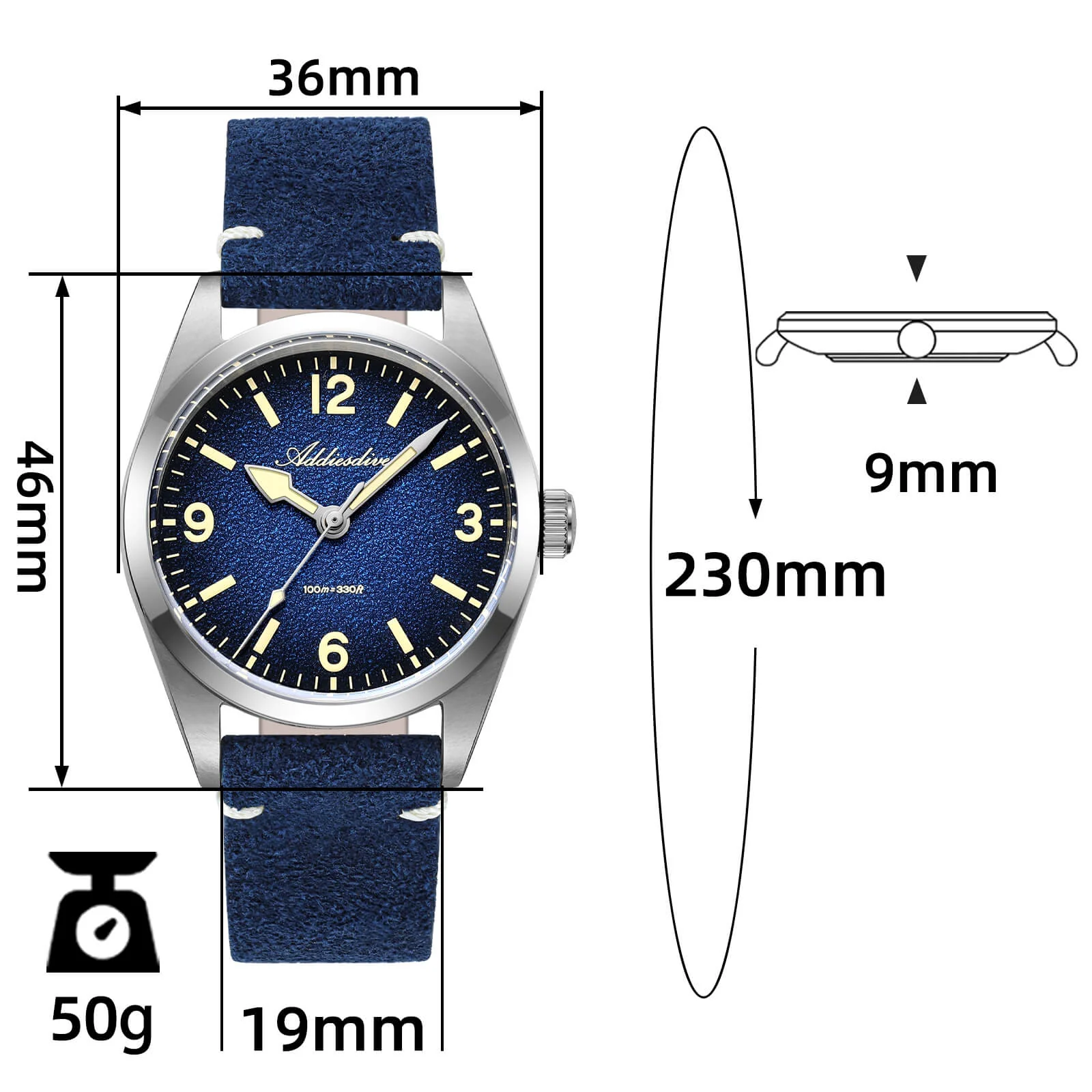 ★Flash Sale★ADDIESDIVE 36mm C3 Vintage Quartz Watch AD2544 - Image 18