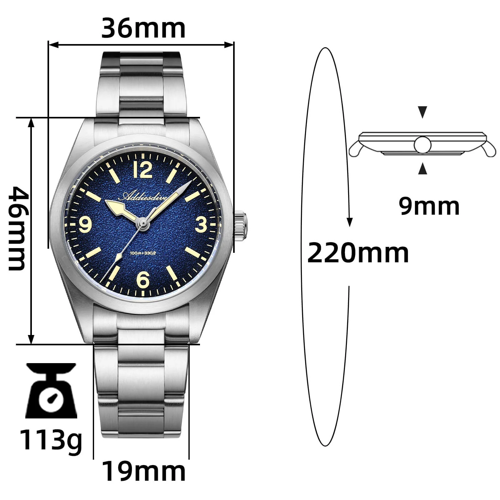 ★Flash Sale★ADDIESDIVE 36mm C3 Vintage Quartz Watch AD2544 - Image 2