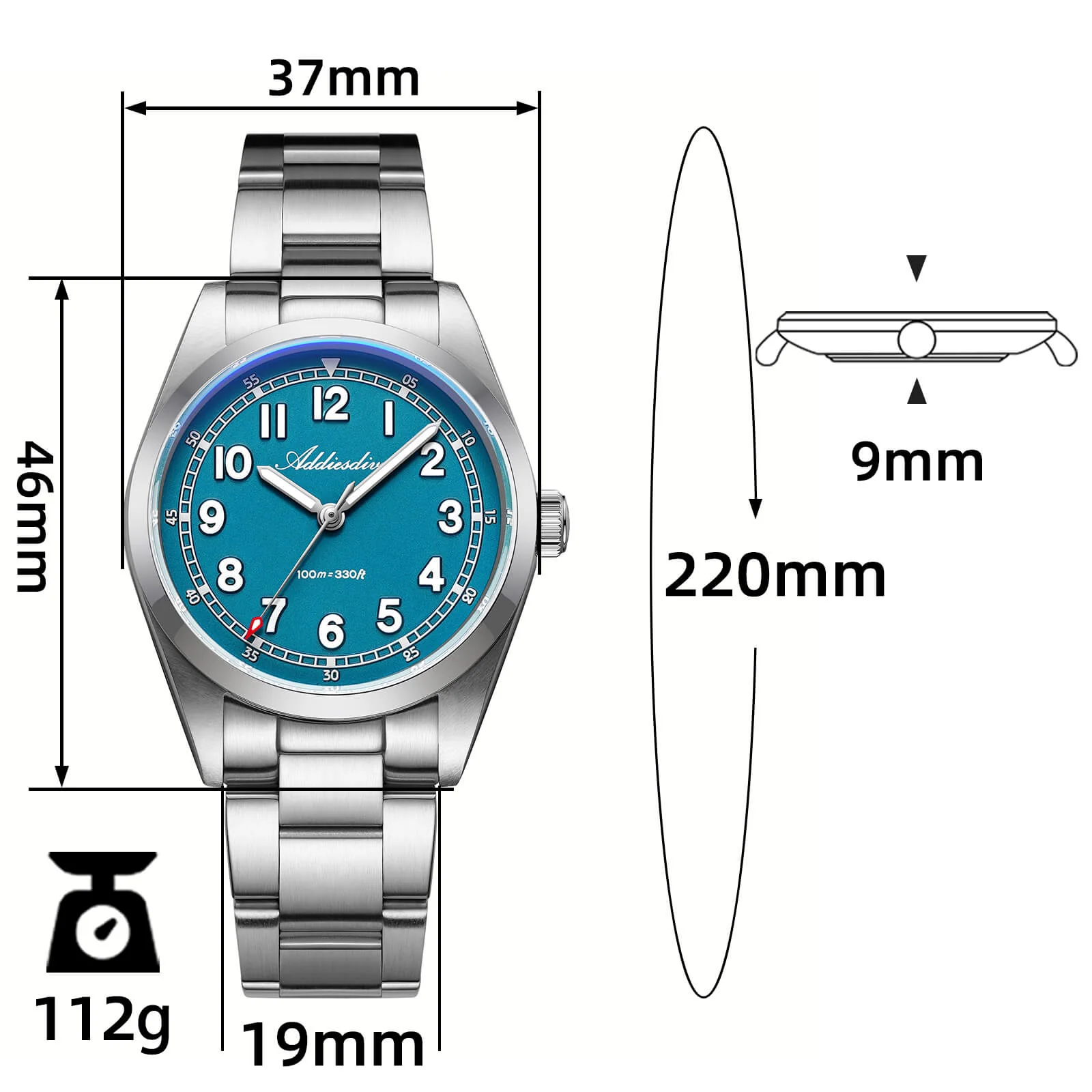 ADDIESDIVE 36mm Super 2035 Movement Quartz Watch AD2521 - Image 10