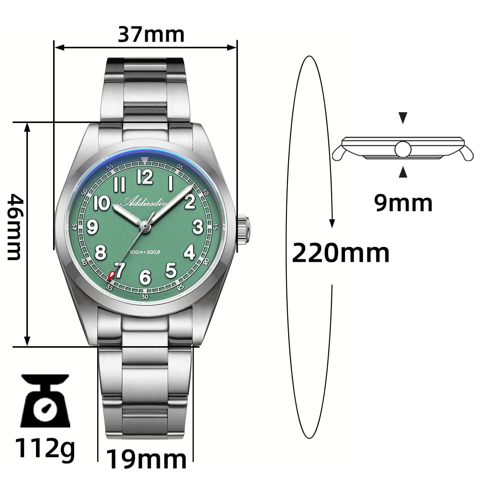 ADDIESDIVE 36mm Super 2035 Movement Quartz Watch AD2521 - Image 18