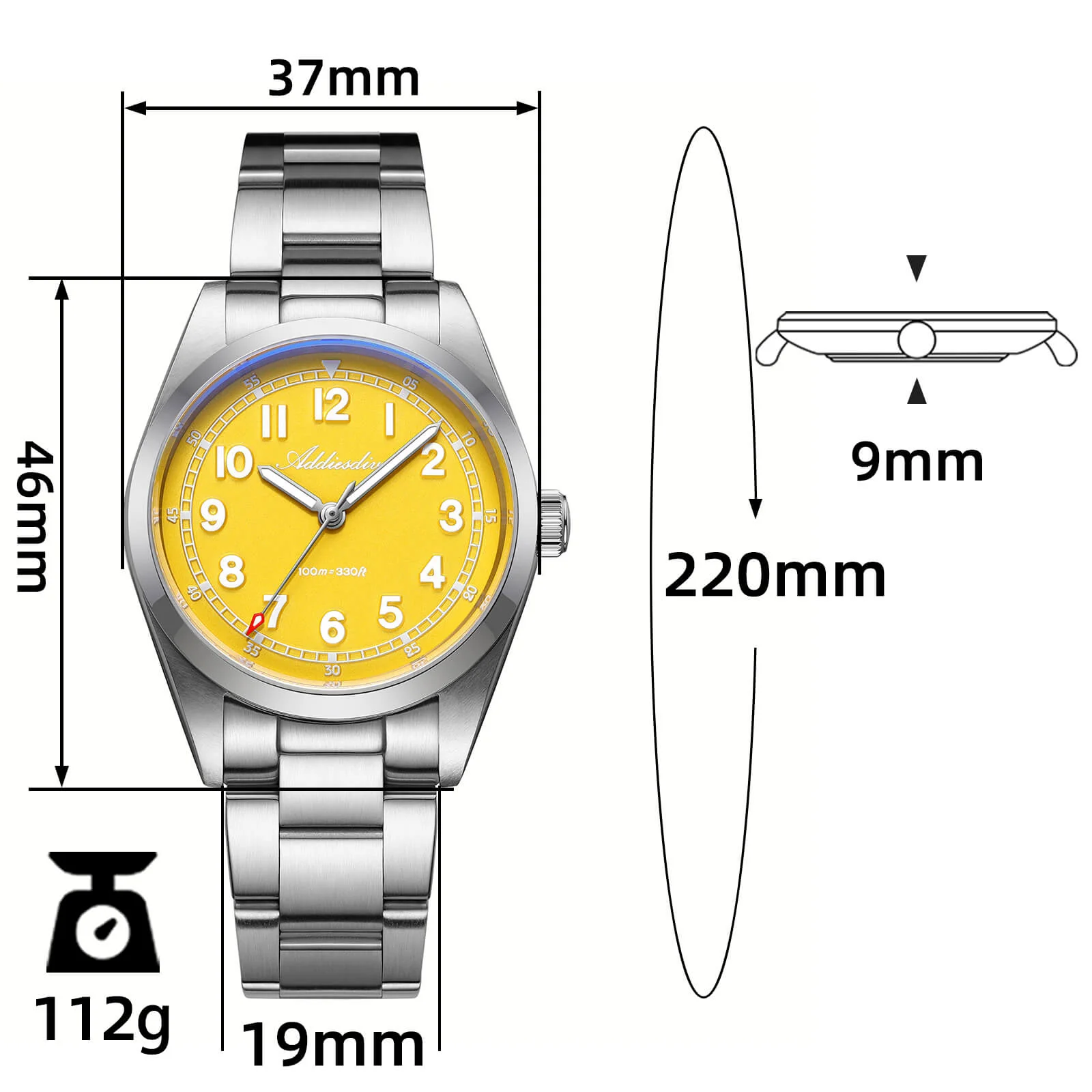 ADDIESDIVE 36mm Super 2035 Movement Quartz Watch AD2521 - Image 8