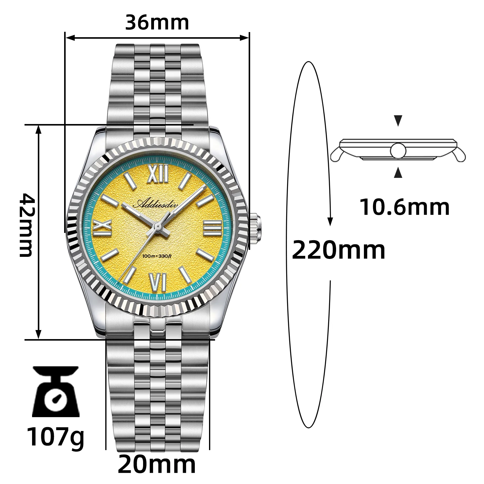 ADDIESDIVE 36mm VH31 Summer Edition Quartz Watch AD2535 - Image 10