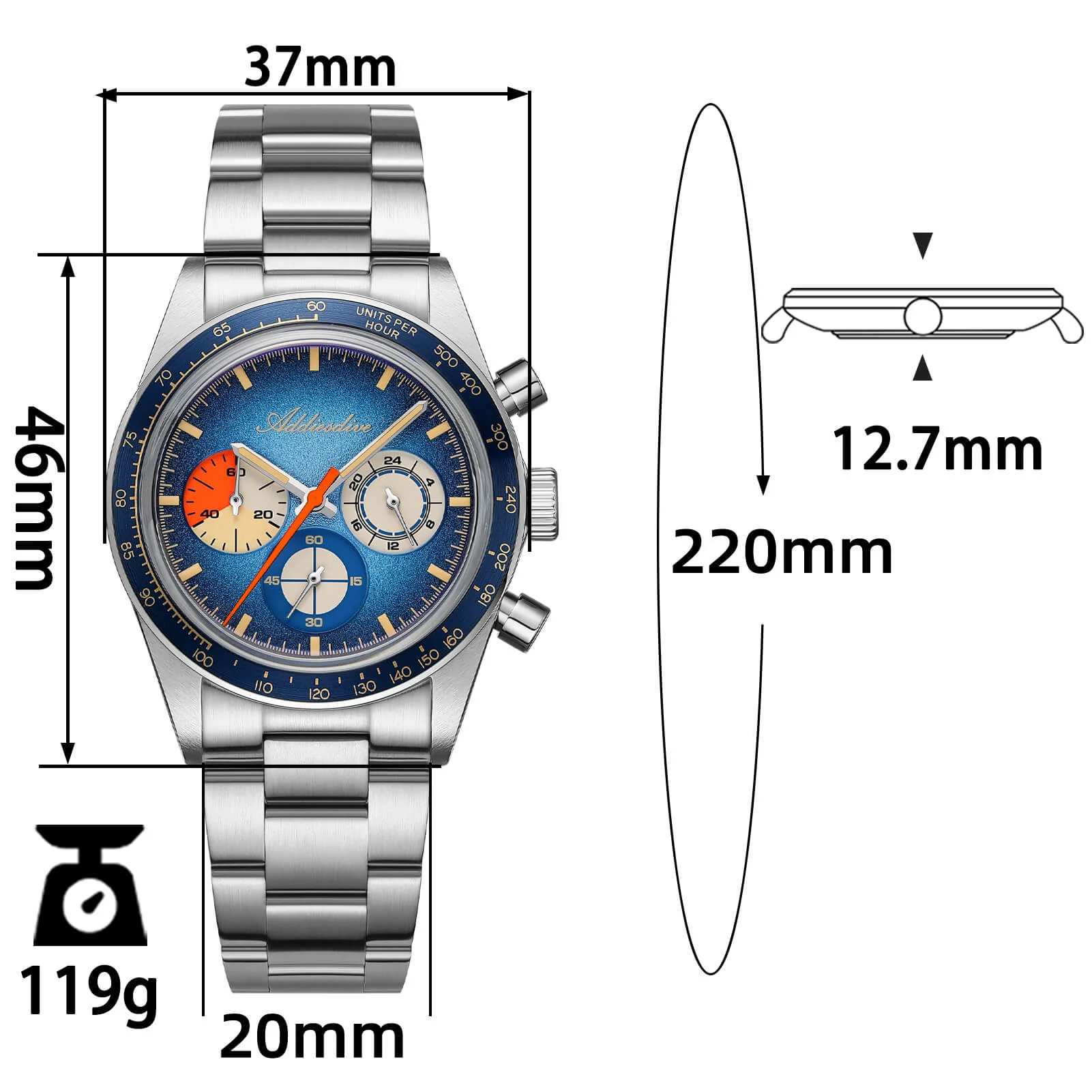 🔥EarlyBird🔥ADDIESDIVE 37mm Luxury Quartz Chronograph Watch AD2551 - Image 11