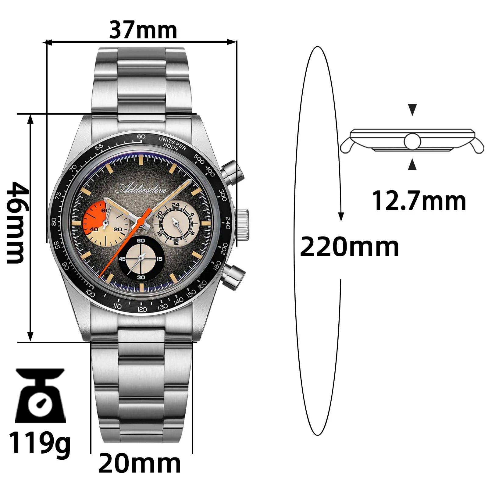 🔥EarlyBird🔥ADDIESDIVE 37mm Luxury Quartz Chronograph Watch AD2551 - Image 20