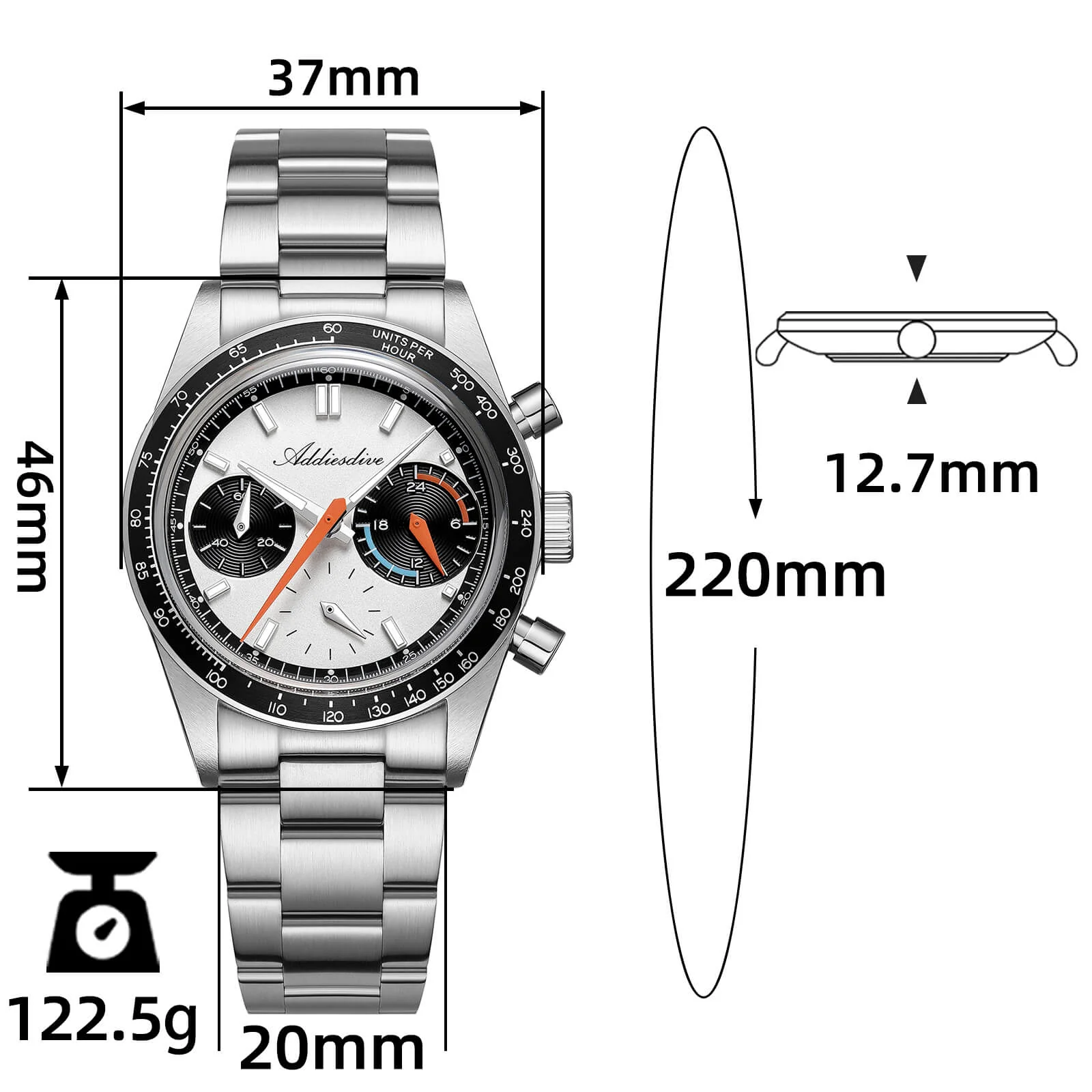 🔥Anniversary Sale🔥ADDIESDIVE 37mm VK63 Racing Chronograph Quartz Watch AD2539 - Image 16