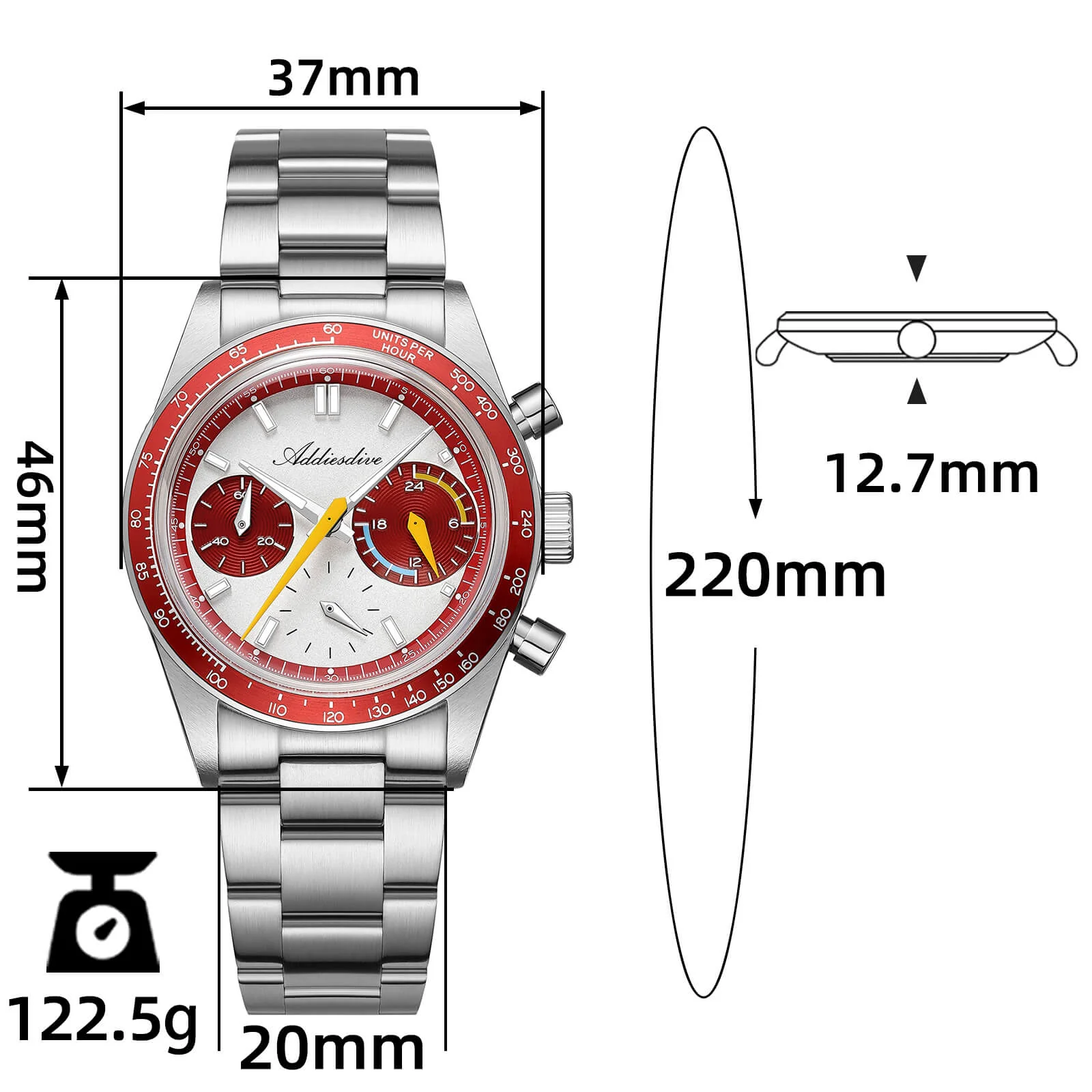 🔥Anniversary Sale🔥ADDIESDIVE 37mm VK63 Racing Chronograph Quartz Watch AD2539 - Image 24
