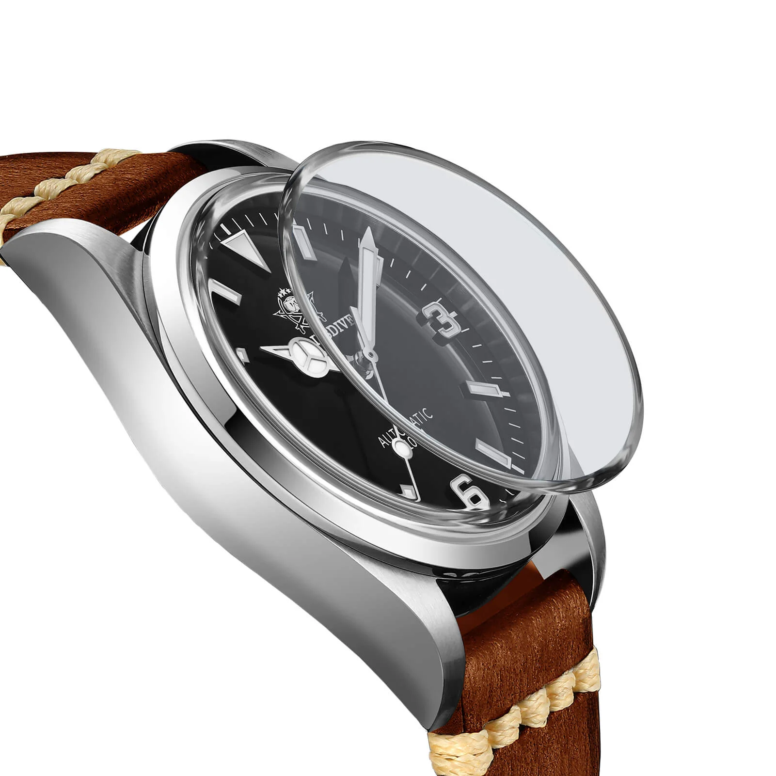 ADDIESDIVE 38mm Automatic Watch 100M (AD2112-leather strap ) - Image 3