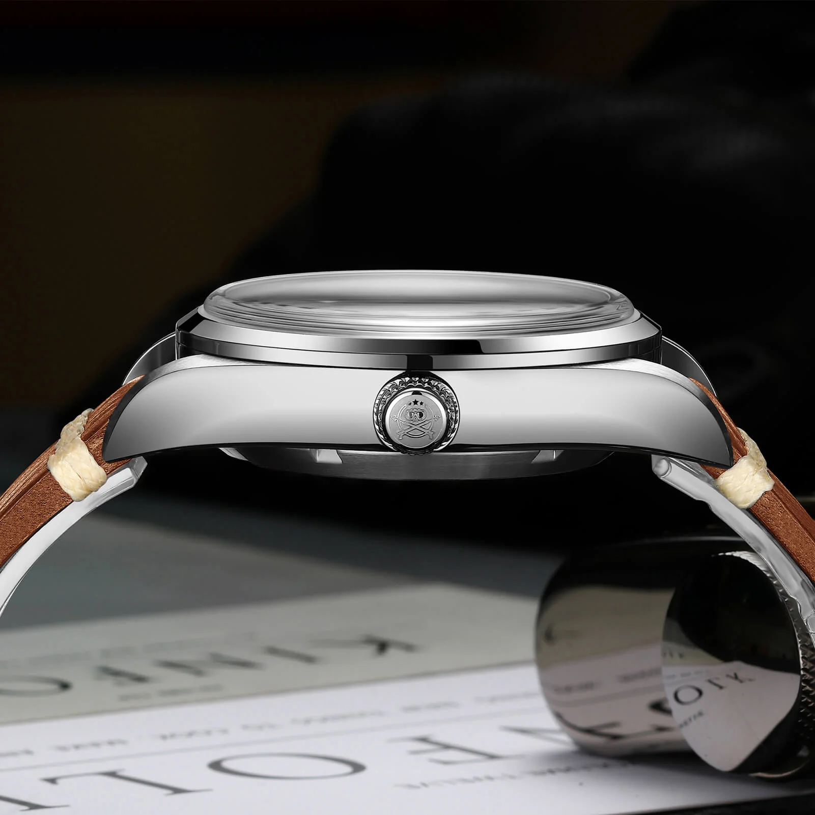 ADDIESDIVE 38mm Automatic Watch 100M (AD2112-leather strap ) - Image 7