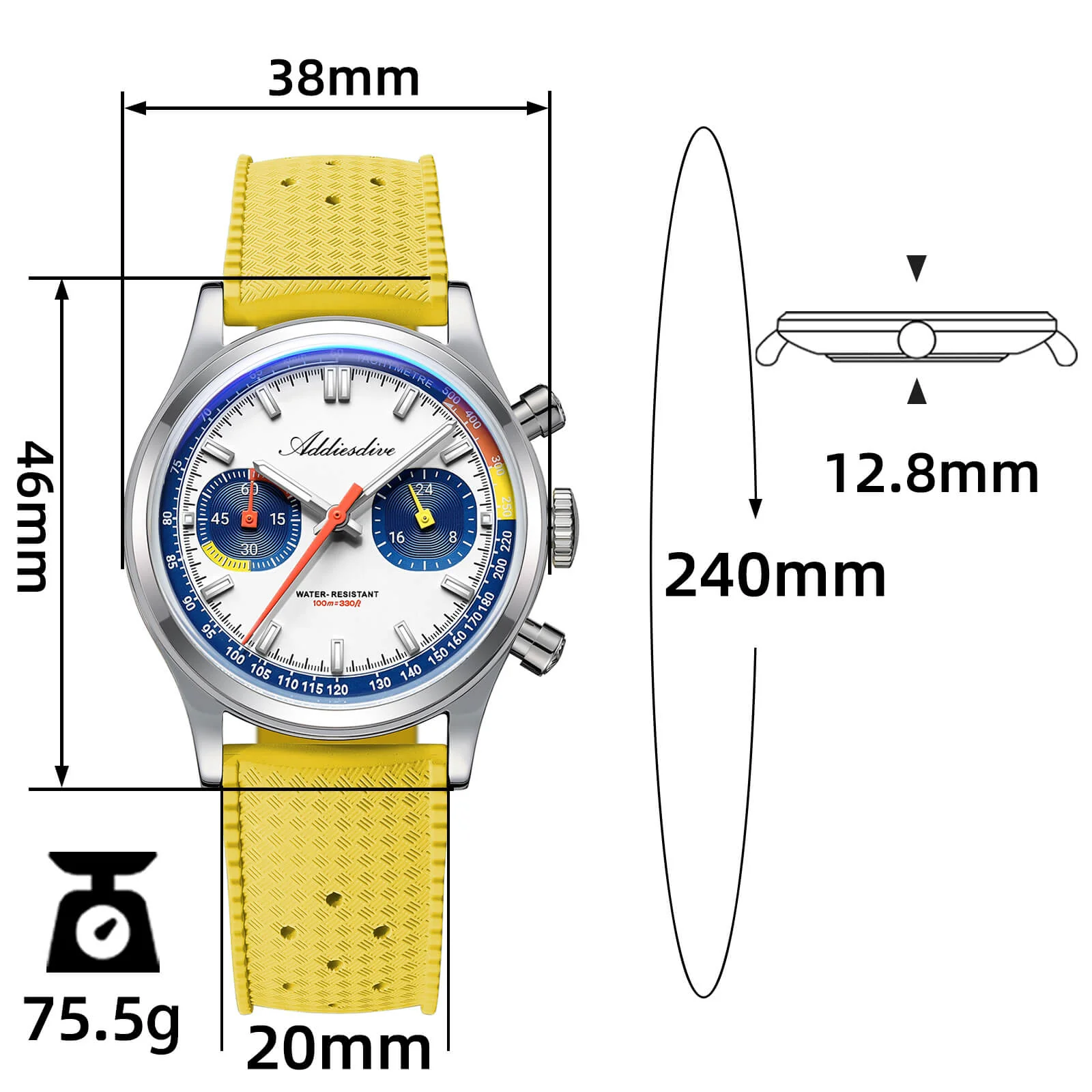 🔥Anniversary Sale🔥ADDIESDIVE 38mm Racing-Inspired Chronograph Watch AD2529&AD2549 - Image 24