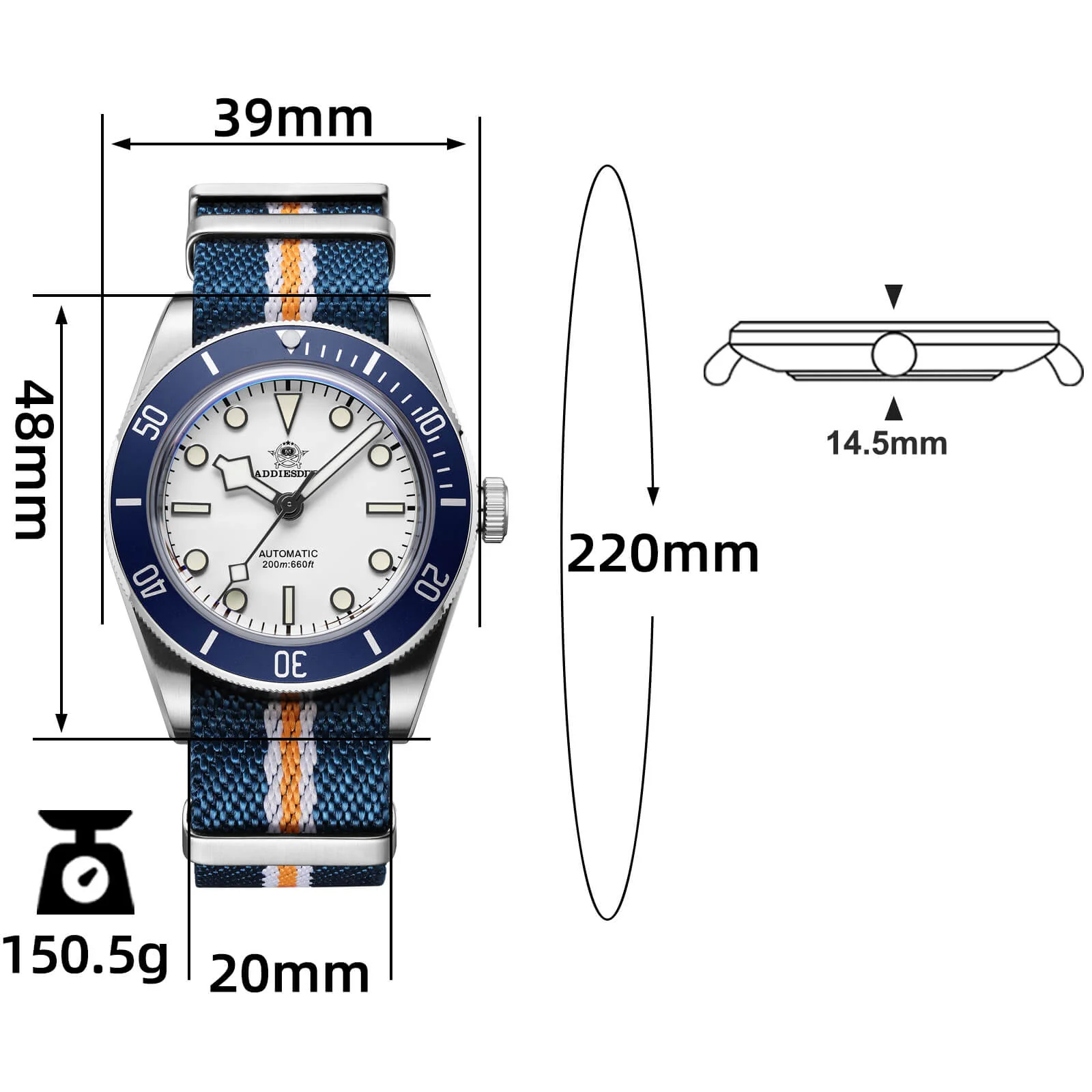 🔥Anniversary Sale🔥ADDIESDIVE 39mm BB58 Automatic Watch AD2043 - Image 30
