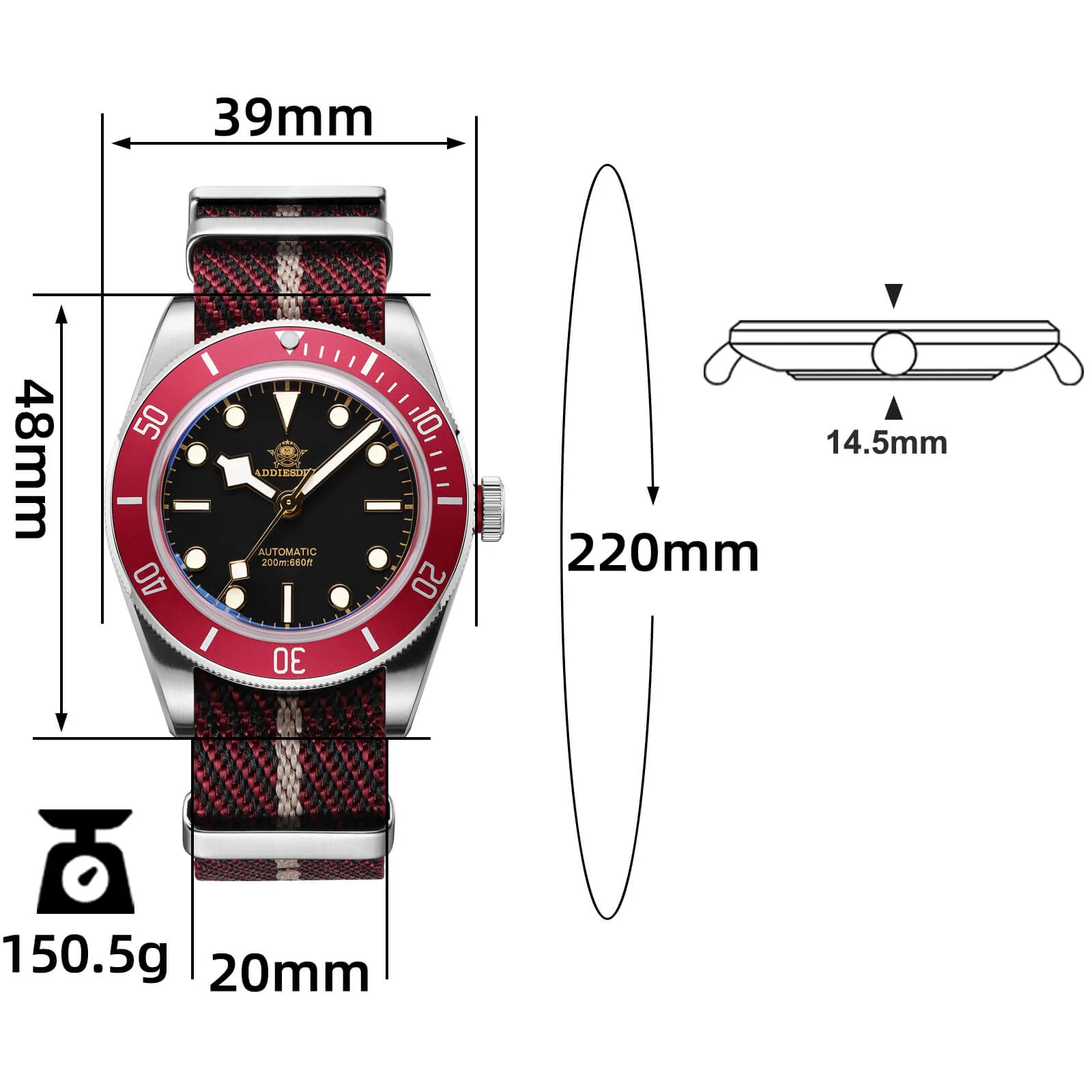 🔥Anniversary Sale🔥ADDIESDIVE 39mm BB58 Automatic Watch AD2043 - Image 42