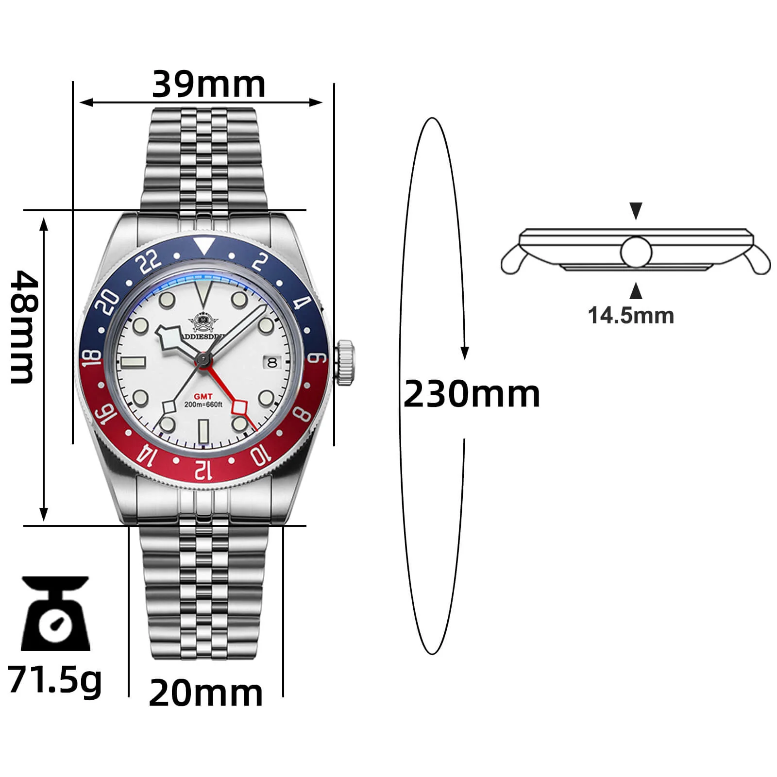 🔥Anniversary Sale🔥ADDIESDIVE 39mm BB58 GMT Quartz Watch AD2044 - Image 28