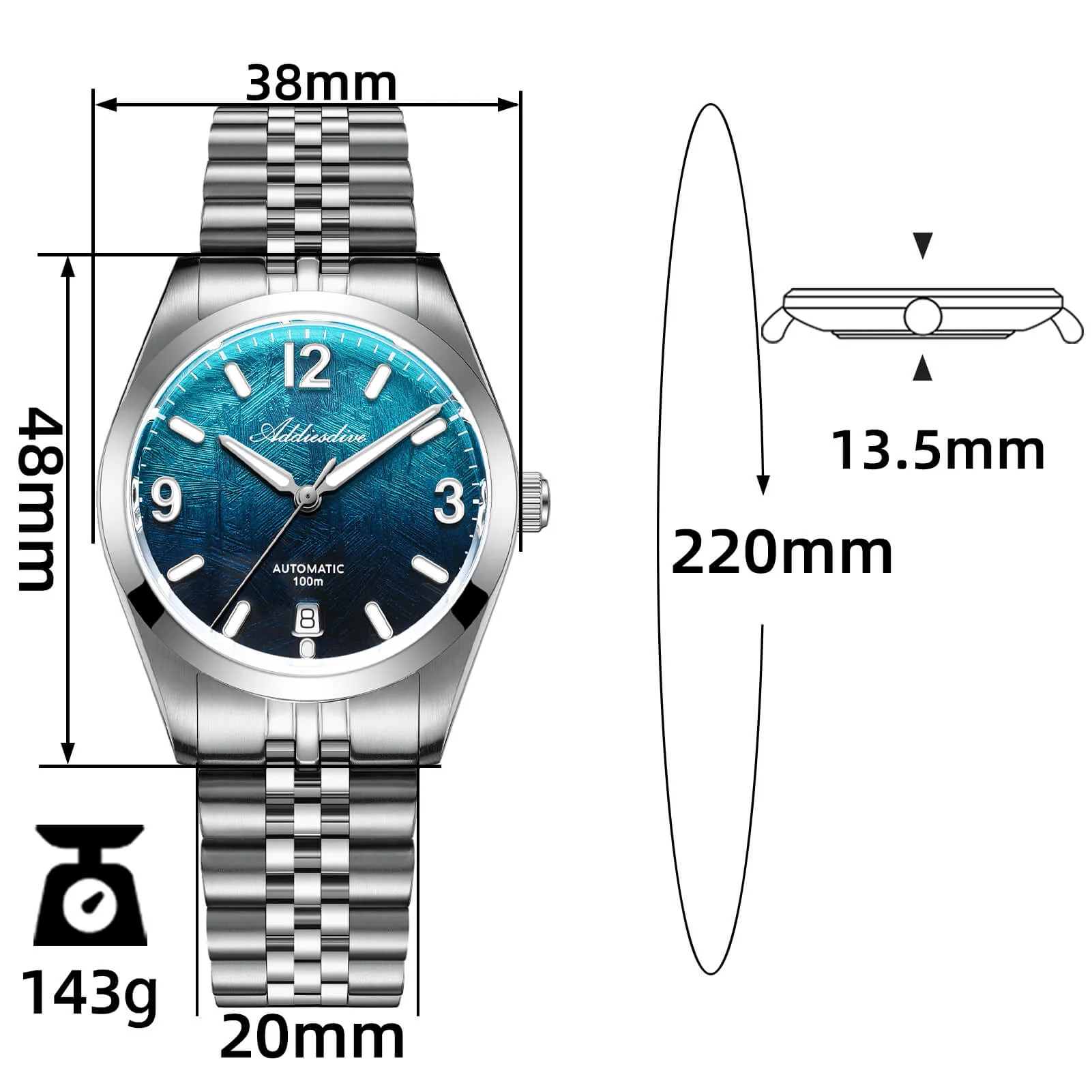 Addiesdive 39mm Luxury Automatic Watch AD2547 - Image 11