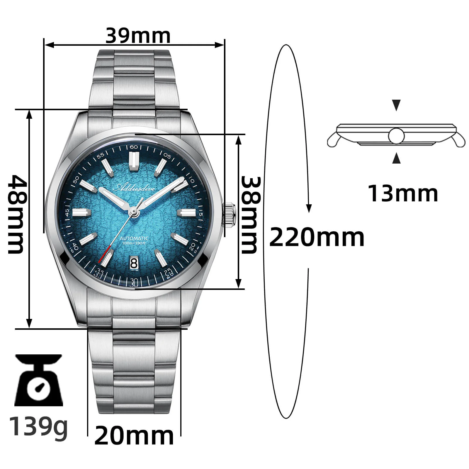 Addiesdive 39mm Luxury NH35/8215 Automatic Watch AD2091 - Image 9