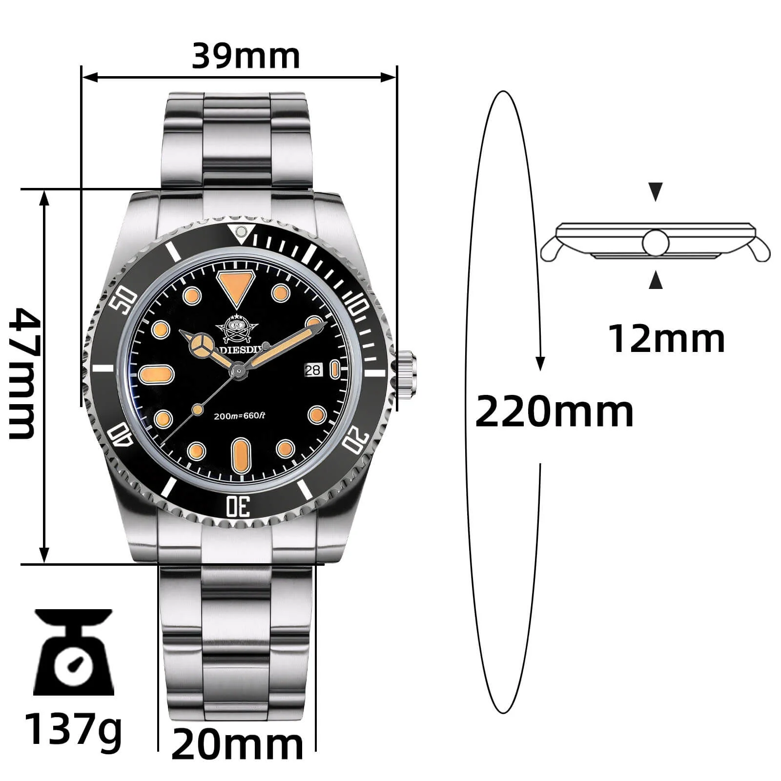 ADDIESDIVE 39mm Quartz Watch with Bi-directional Rotating Bezel AD2068 - Image 26
