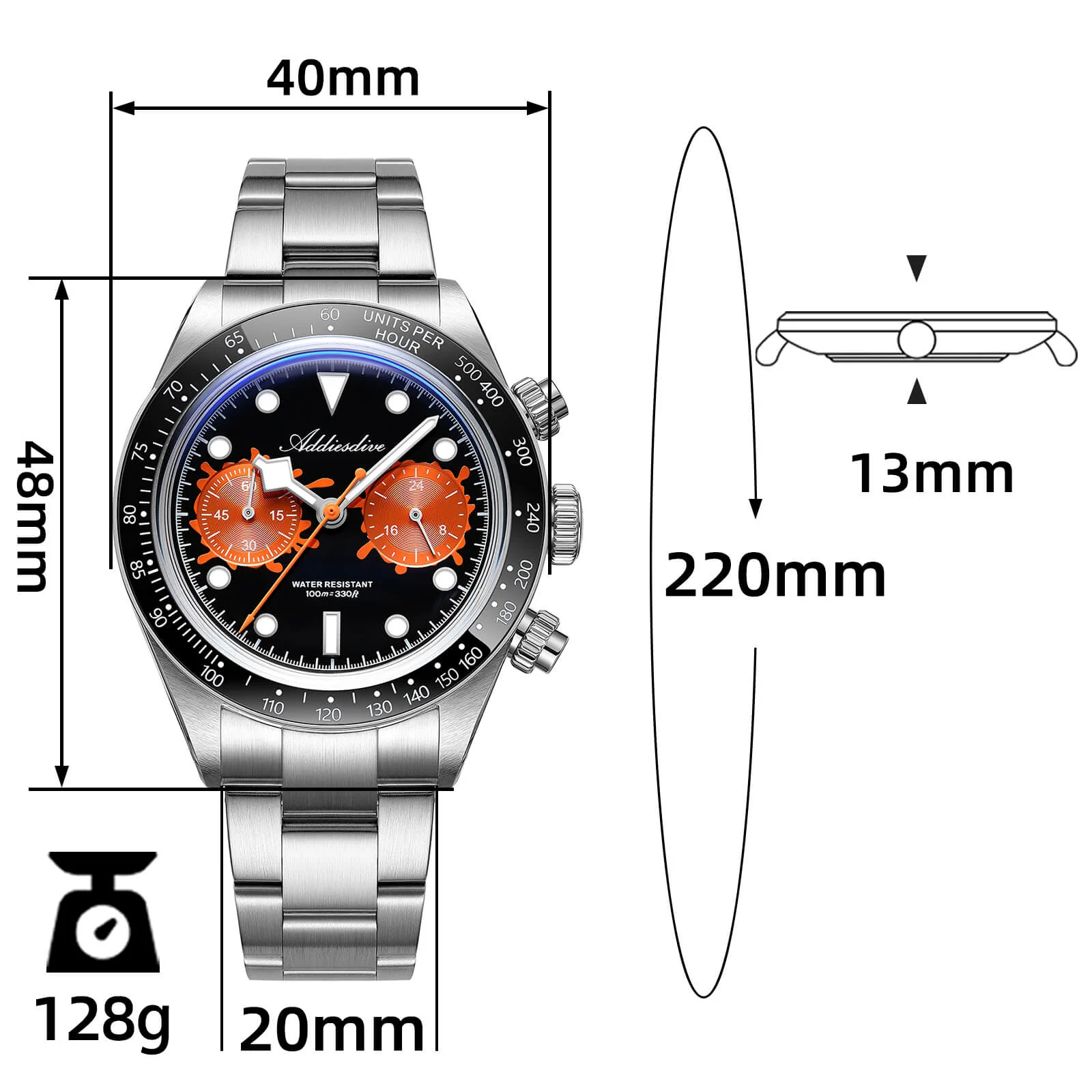 🔥Anniversary Sale🔥ADDIESDIVE 40mm VK64 Chronograph Watch AD2520 - Image 15