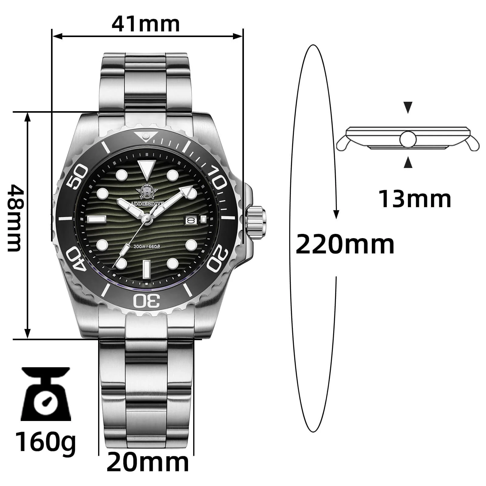 🔥Anniversary Sale🔥Addiesdive 41mm Desert Texture Sub Diver Quartz Watch AD2537 - Image 17