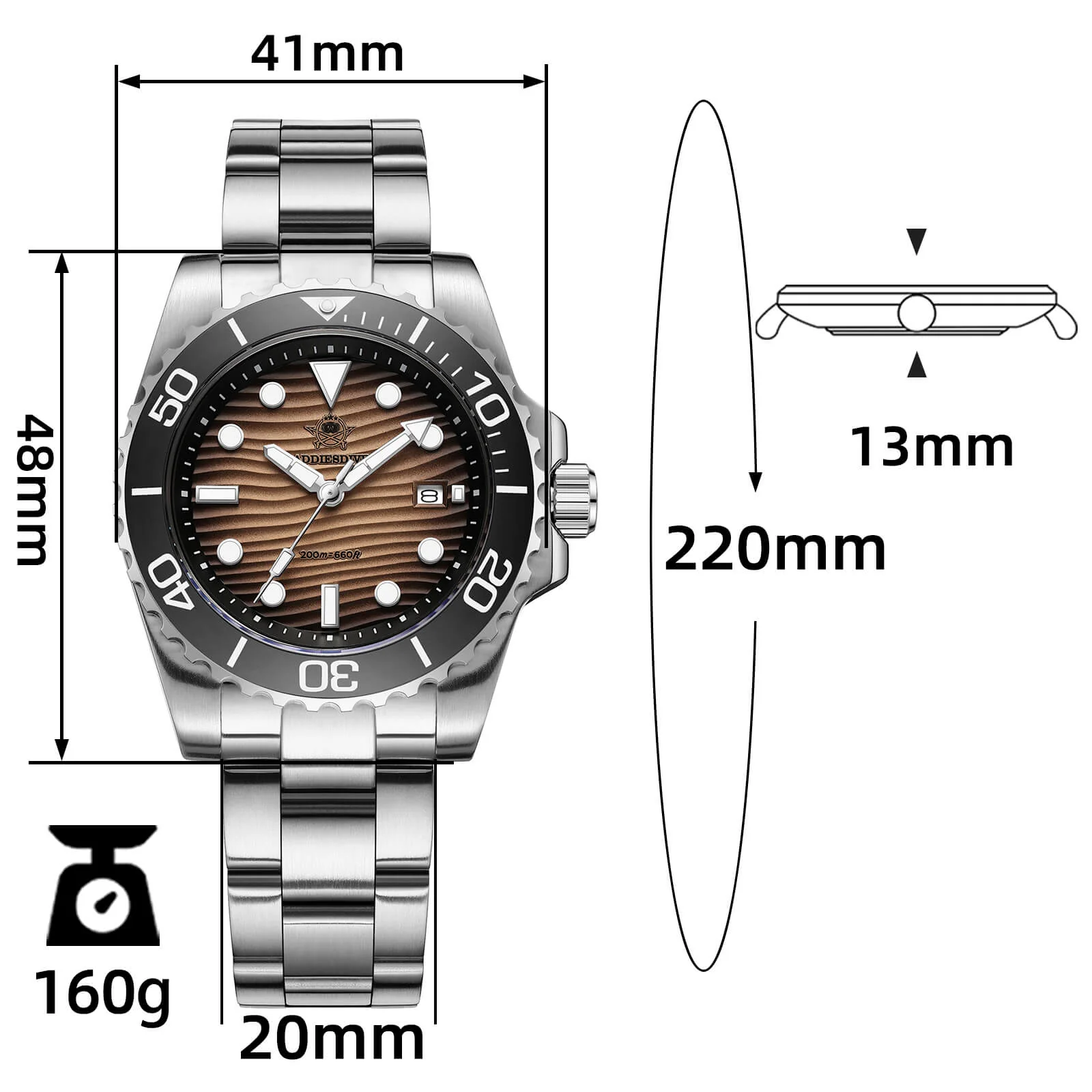 🔥Anniversary Sale🔥Addiesdive 41mm Desert Texture Sub Diver Quartz Watch AD2537 - Image 2