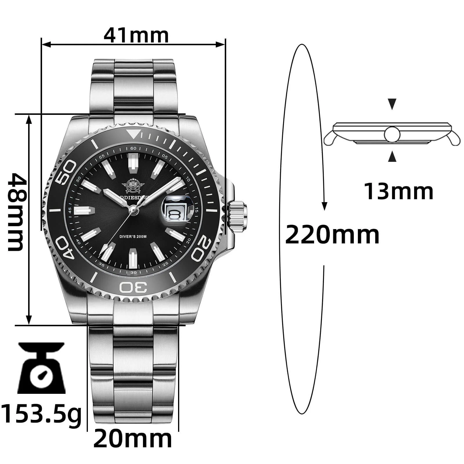 ADDIESDIVE 41mm Vintage Sub Dive Quartz Watch AD2510 - Image 2
