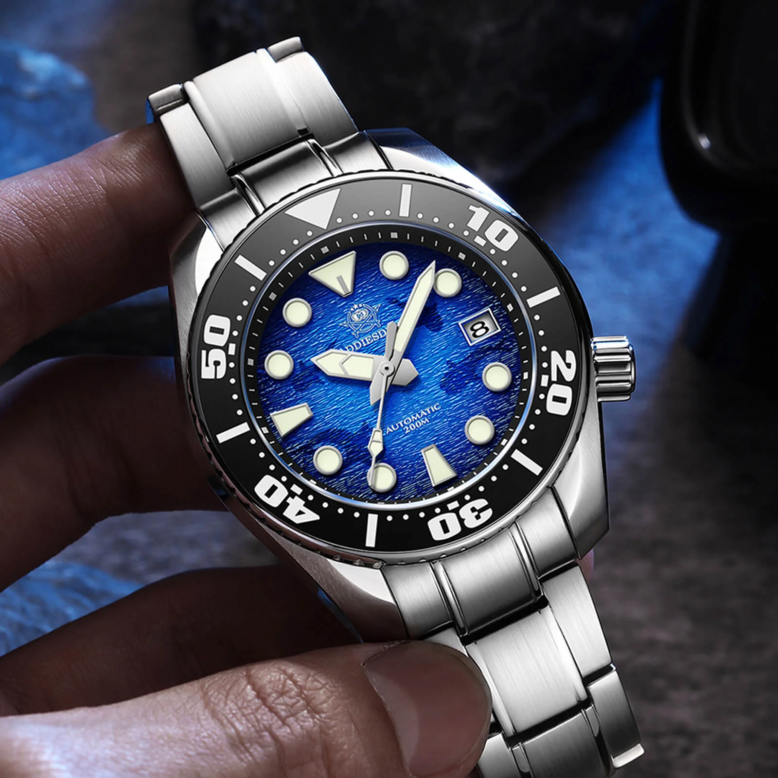 ADDIESDIVE 44.5mm Diver Watch for Men Unique Blue Dial 200M (AD2102) - Image 7