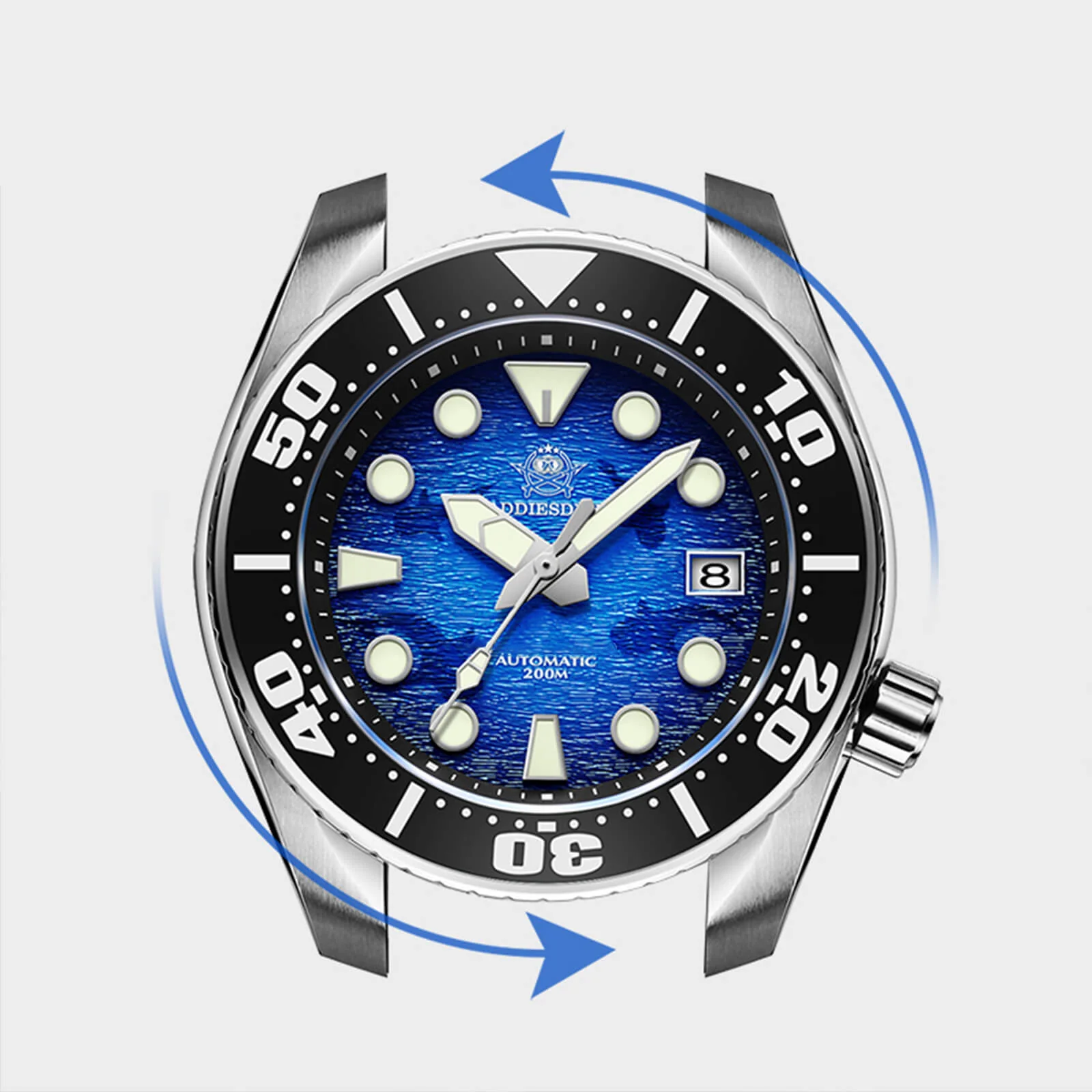 ADDIESDIVE 44.5mm Diver Watch for Men Unique Blue Dial 200M (AD2102) - Image 9