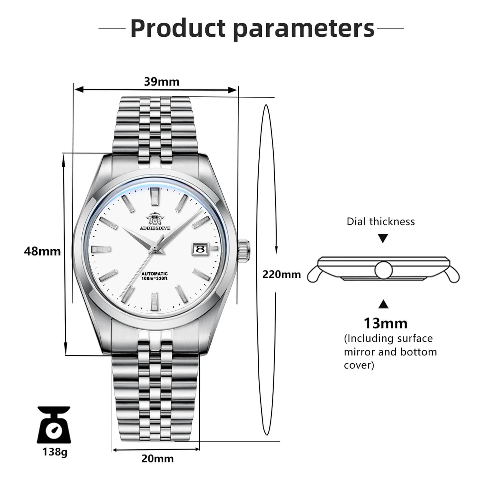 🔥Anniversary Sale🔥Addiesdive 39mm Automatic Watch Diver's 100M NH35 (AD2029) - Image 3