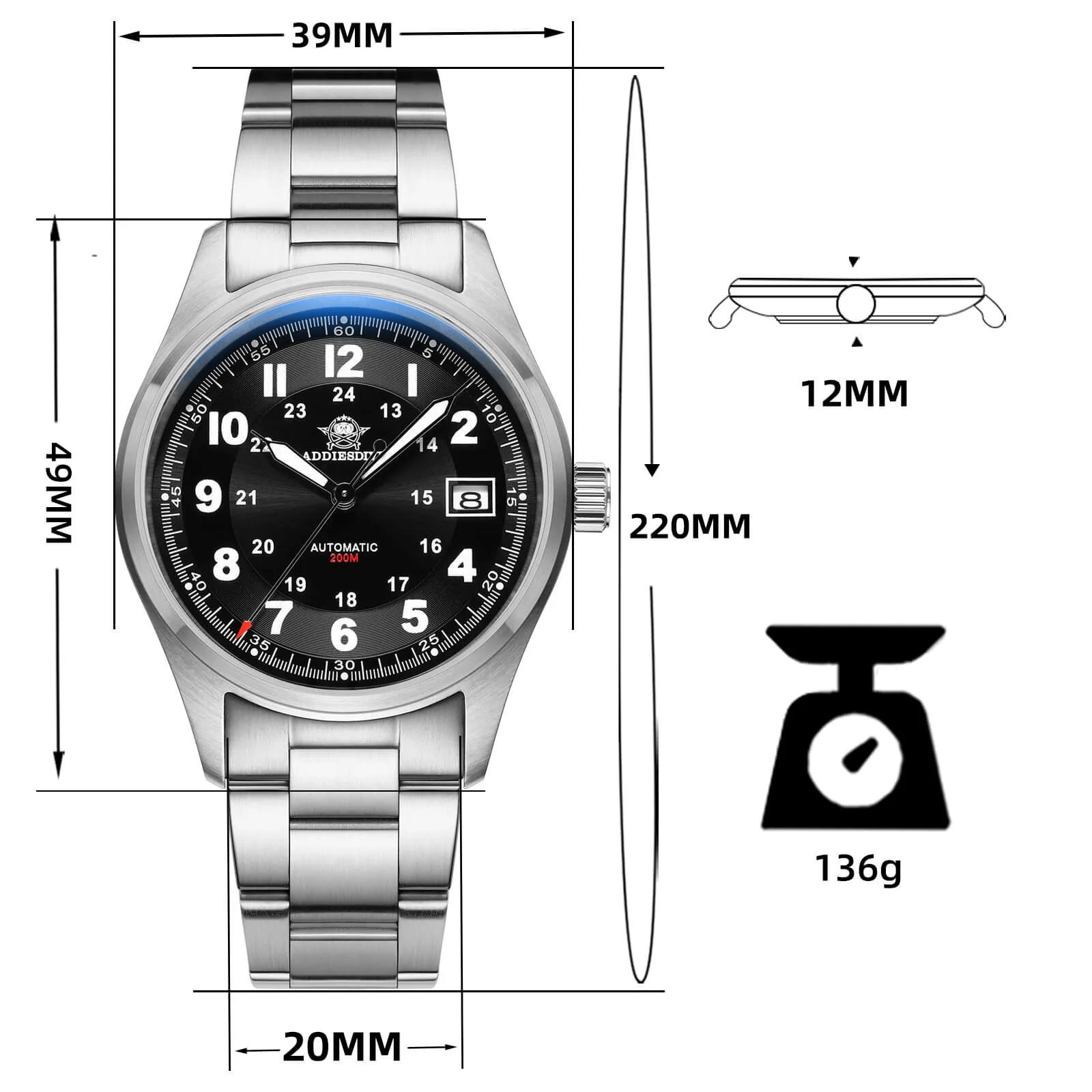 🔥Anniversary Sale🔥ADDIESDIVE® Men's Elegant Automatic Watch Diver 200M (AD2048) - Image 32