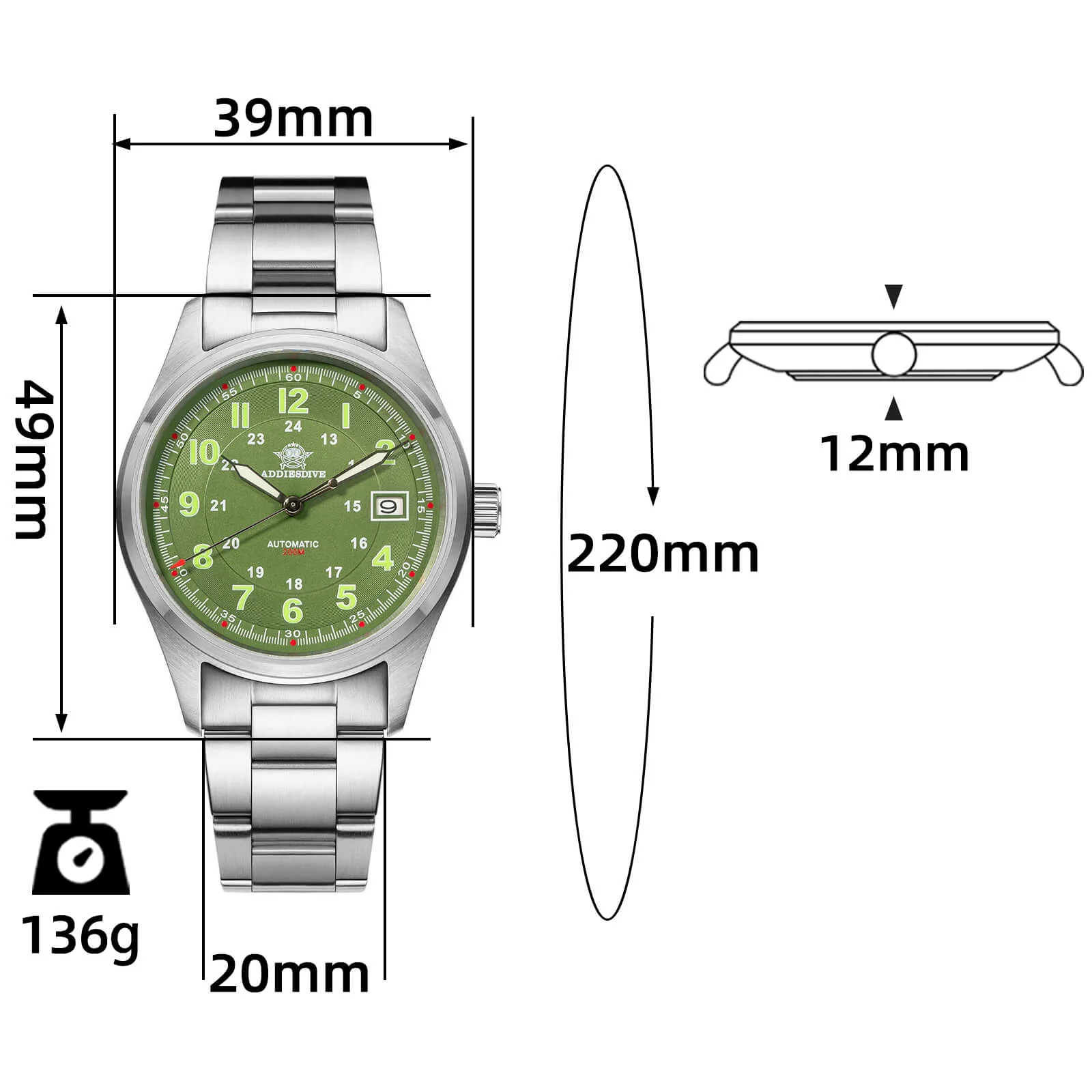 🔥Anniversary Sale🔥ADDIESDIVE® Men's Elegant Automatic Watch Diver 200M (AD2048) - Image 40