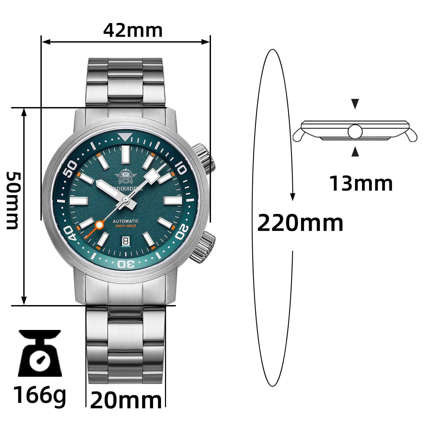 Addiesdive Diver’s Automatic Watch with Internal Rotating Bezel AD2541 - Image 2