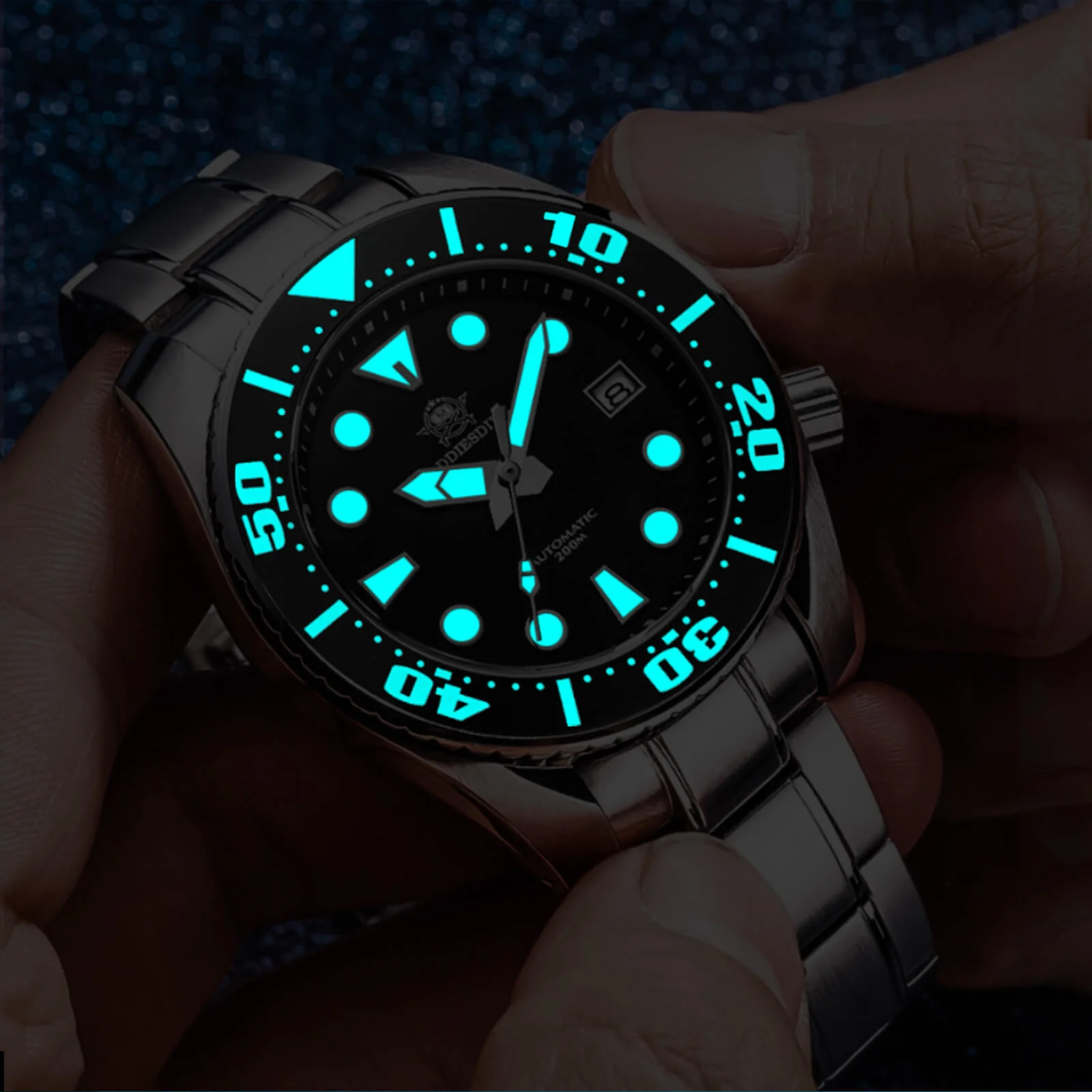 🔥Anniversary Sale🔥ADDIESDIVE® Sumo Green Professional Dive Watch for Men 44.5mm (MY-H10) Black/Green Dial - Image 8