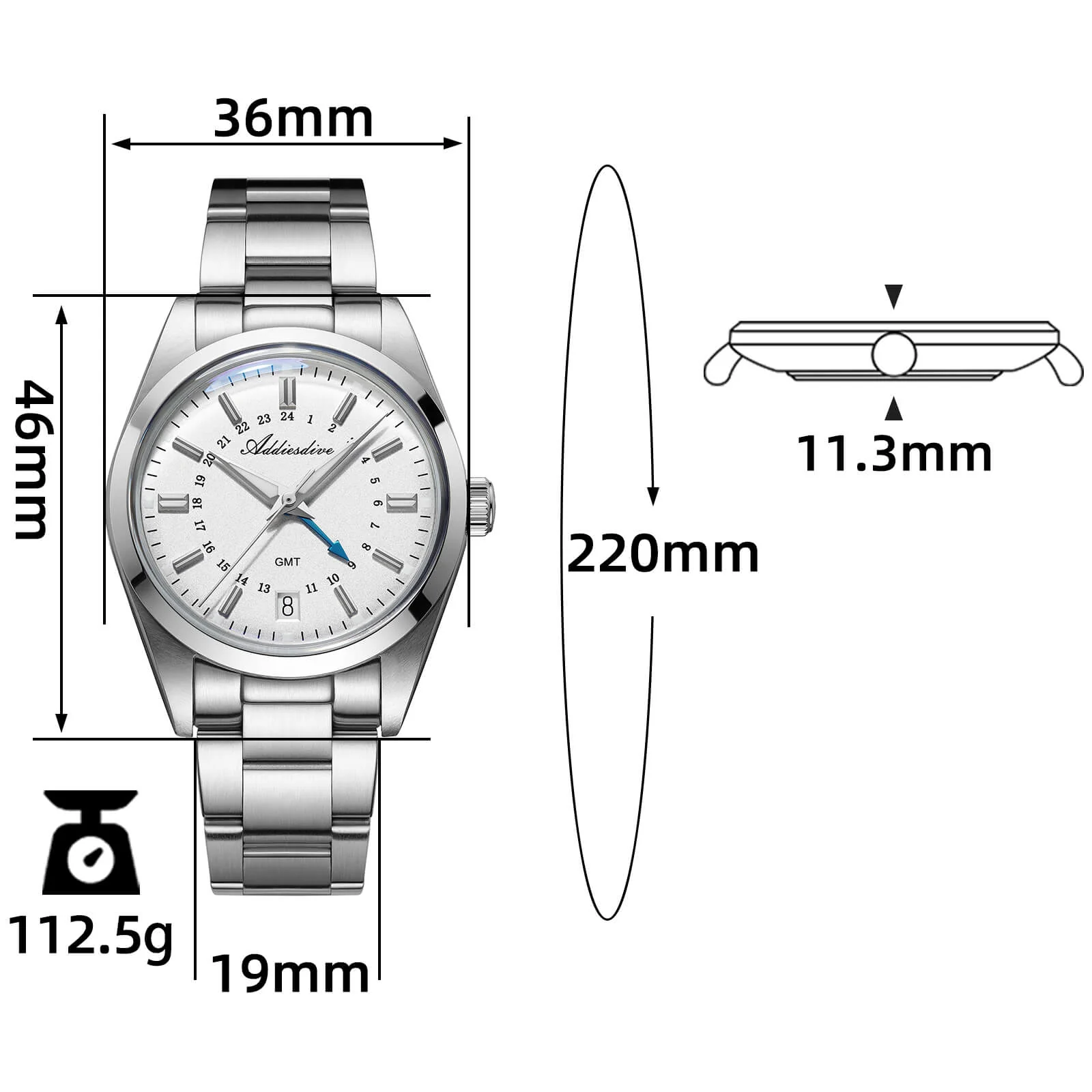 🔥Anniversary Sale🔥ADDIESDIVE Elegance Collection GMT Quartz Watch AD2065 - Image 17
