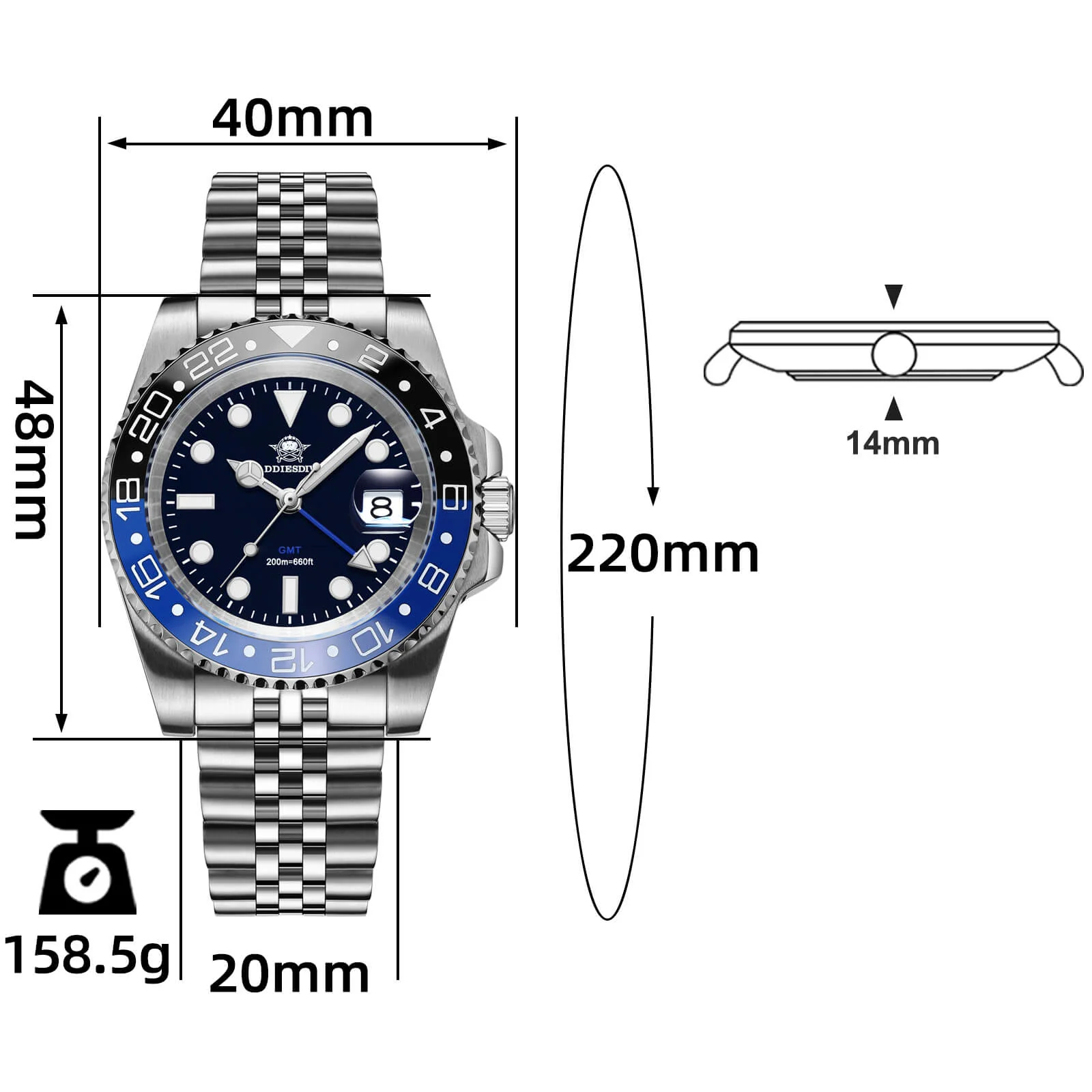 🔥Anniversary Sale🔥ADDIESDIVE Water Ghost Luxury Dive Watch GMT Quartz Watch AD2050-with Calendar - Image 18