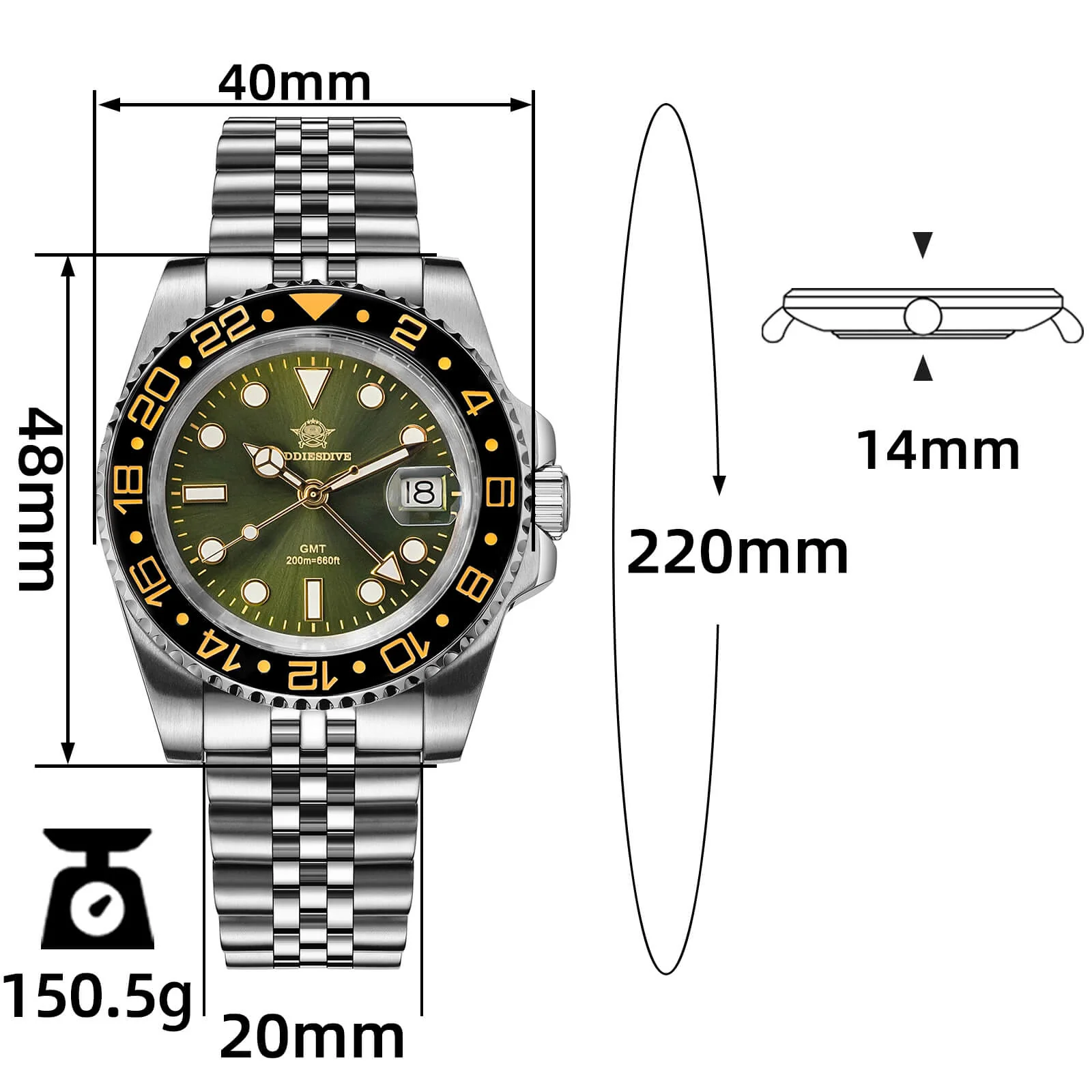 🔥Anniversary Sale🔥ADDIESDIVE Water Ghost Luxury Dive Watch GMT Quartz Watch AD2050-with Calendar - Image 21