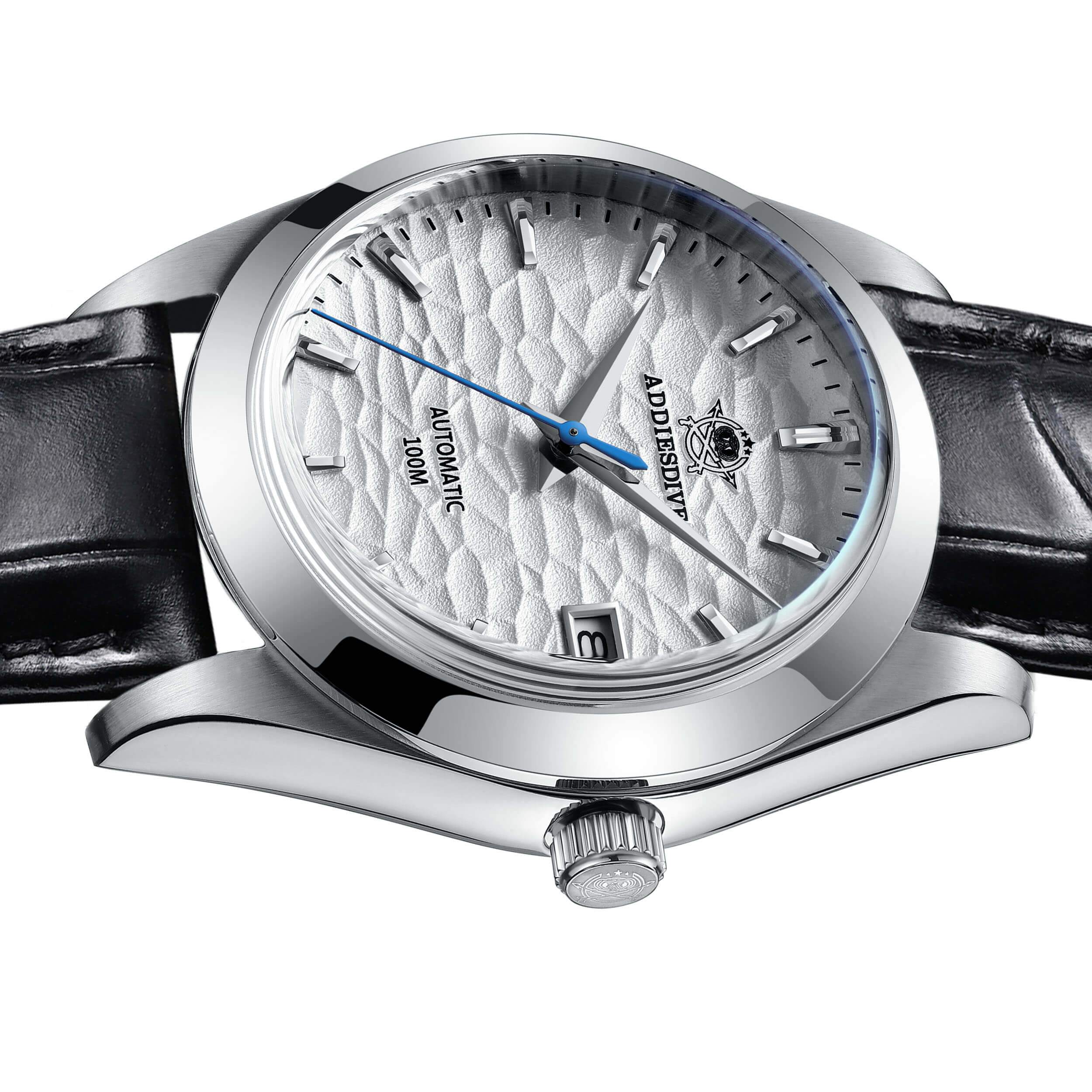 ADDIESDIVE Men's Stainless Steel White Dial  with Black Leather Strap AD2118 - Image 4