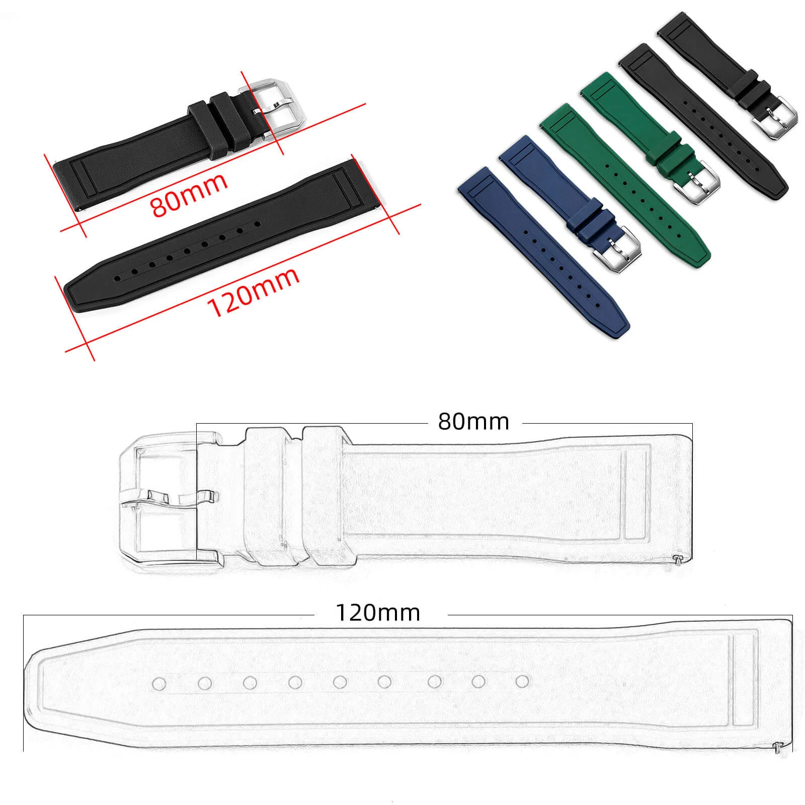 ADDIESDIVE Premium Flat-End Fluororubber Watch Strap 20mm - Image 7