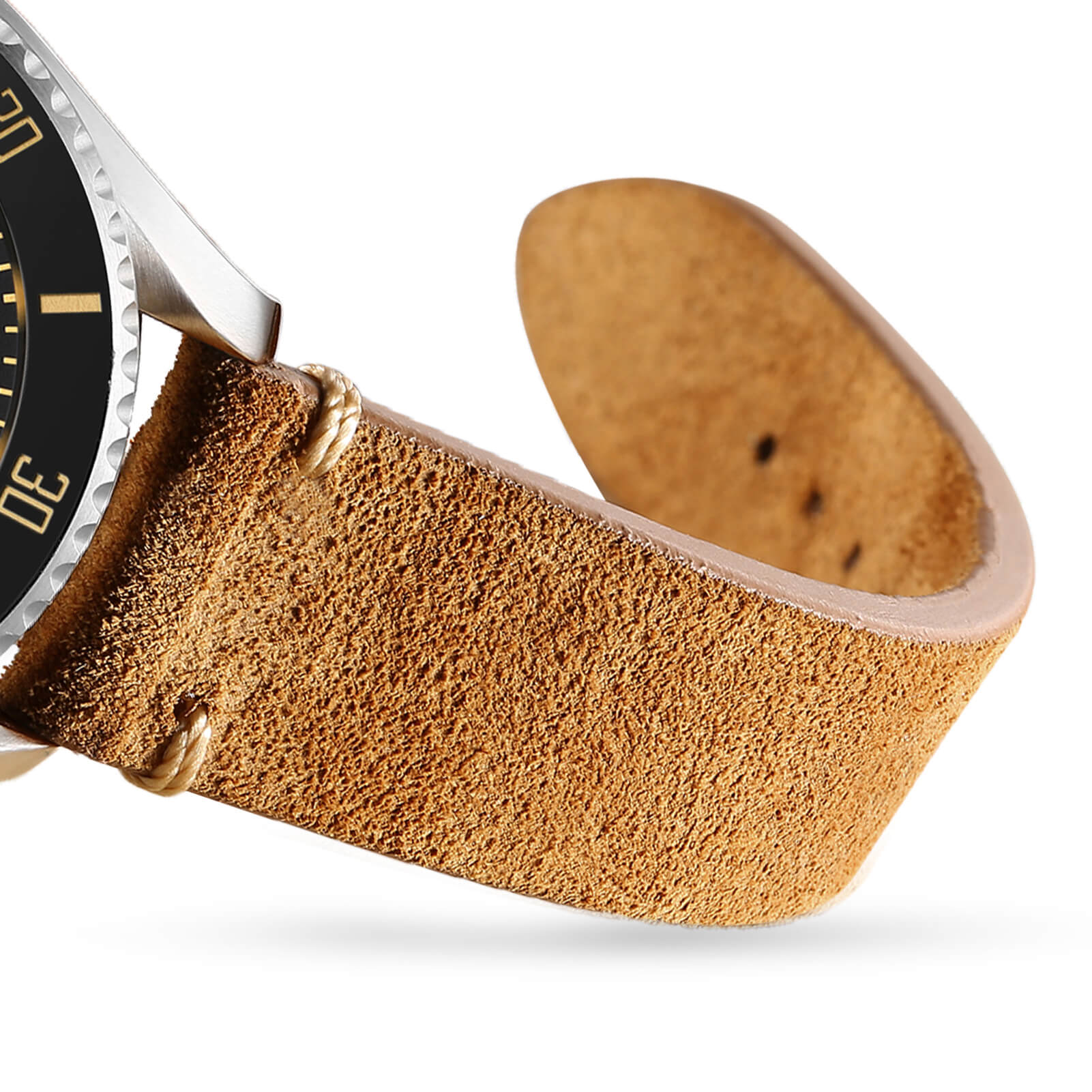 ADDIESDIVE Leather Flip Fur Strap, 20mm Pin Buckle Watch Band - Image 3