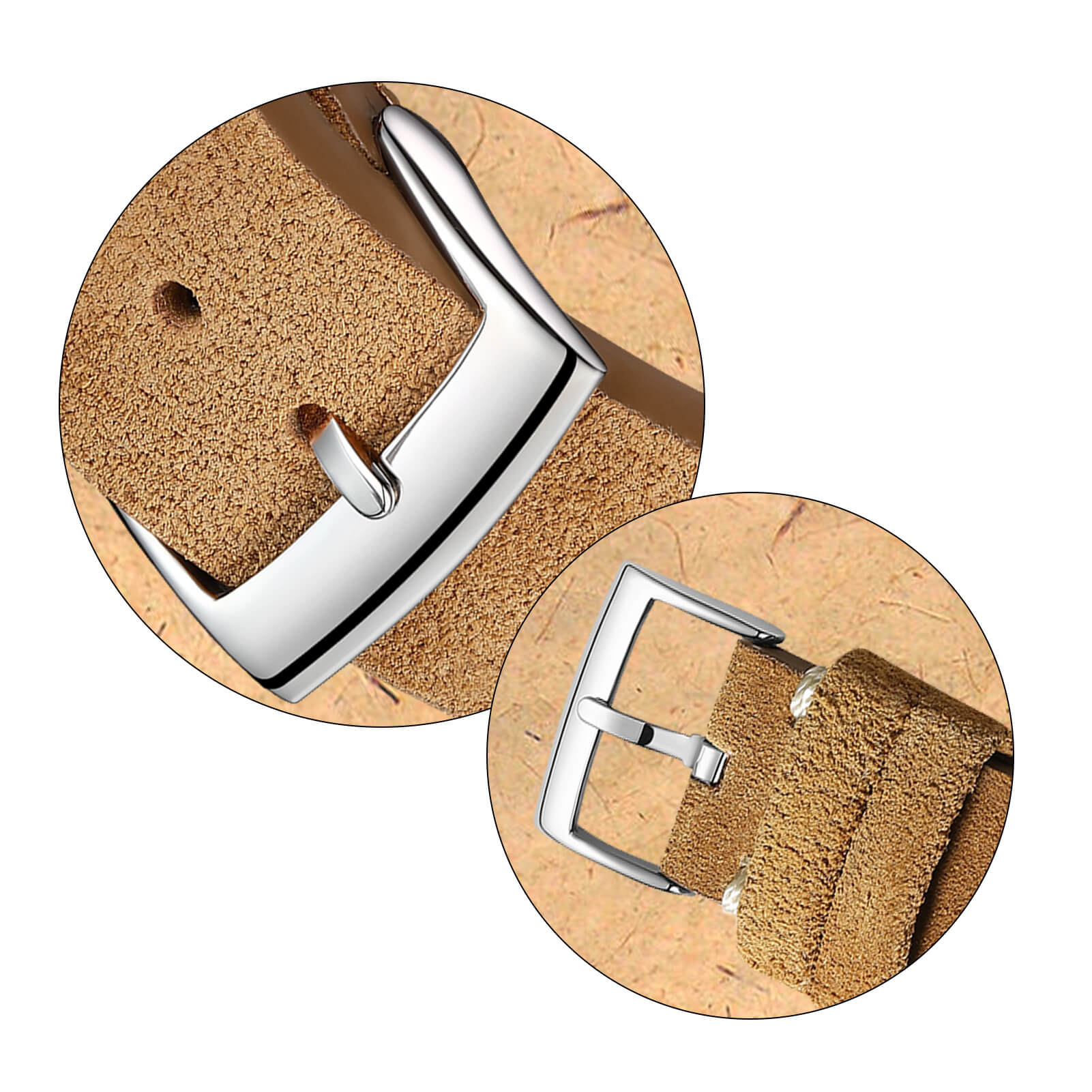 ADDIESDIVE Leather Flip Fur Strap, 20mm Pin Buckle Watch Band - Image 5