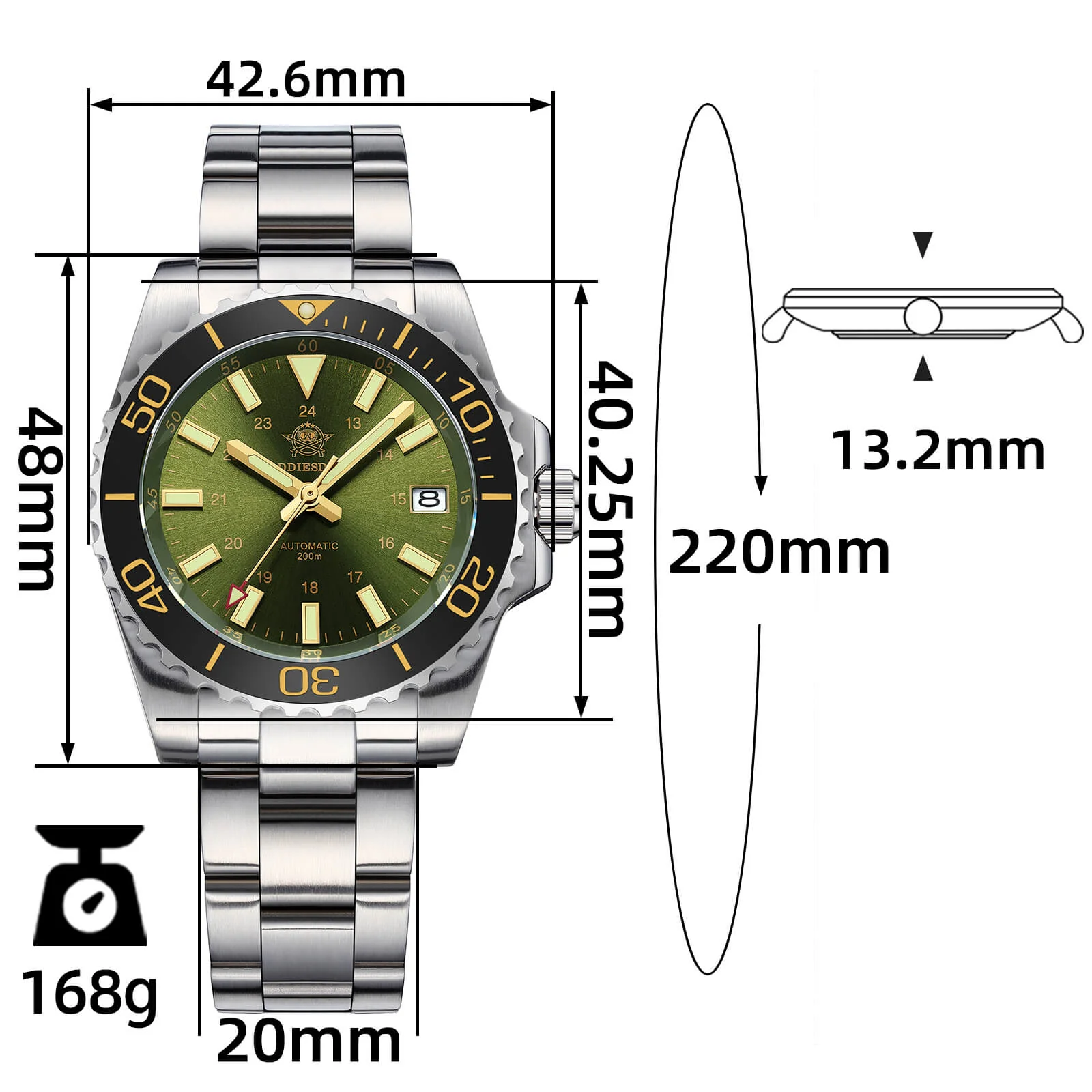 ADDIESDIVE Retro Baton Hand Sub 8215 Dive Watch AD2504 - Image 22