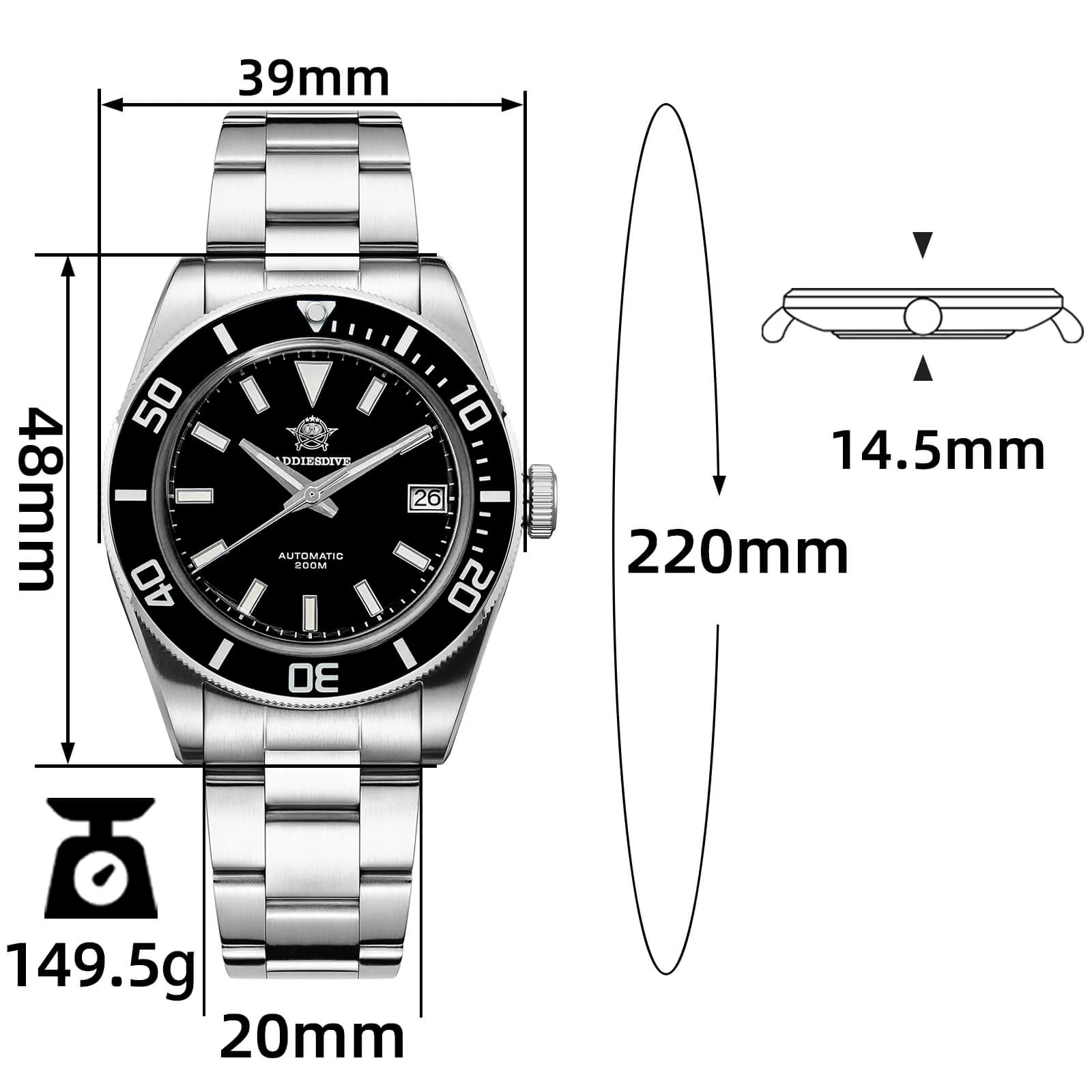 Addiesdive Retro Sub 39mm NH35 Men Watch AD2084 - Image 2
