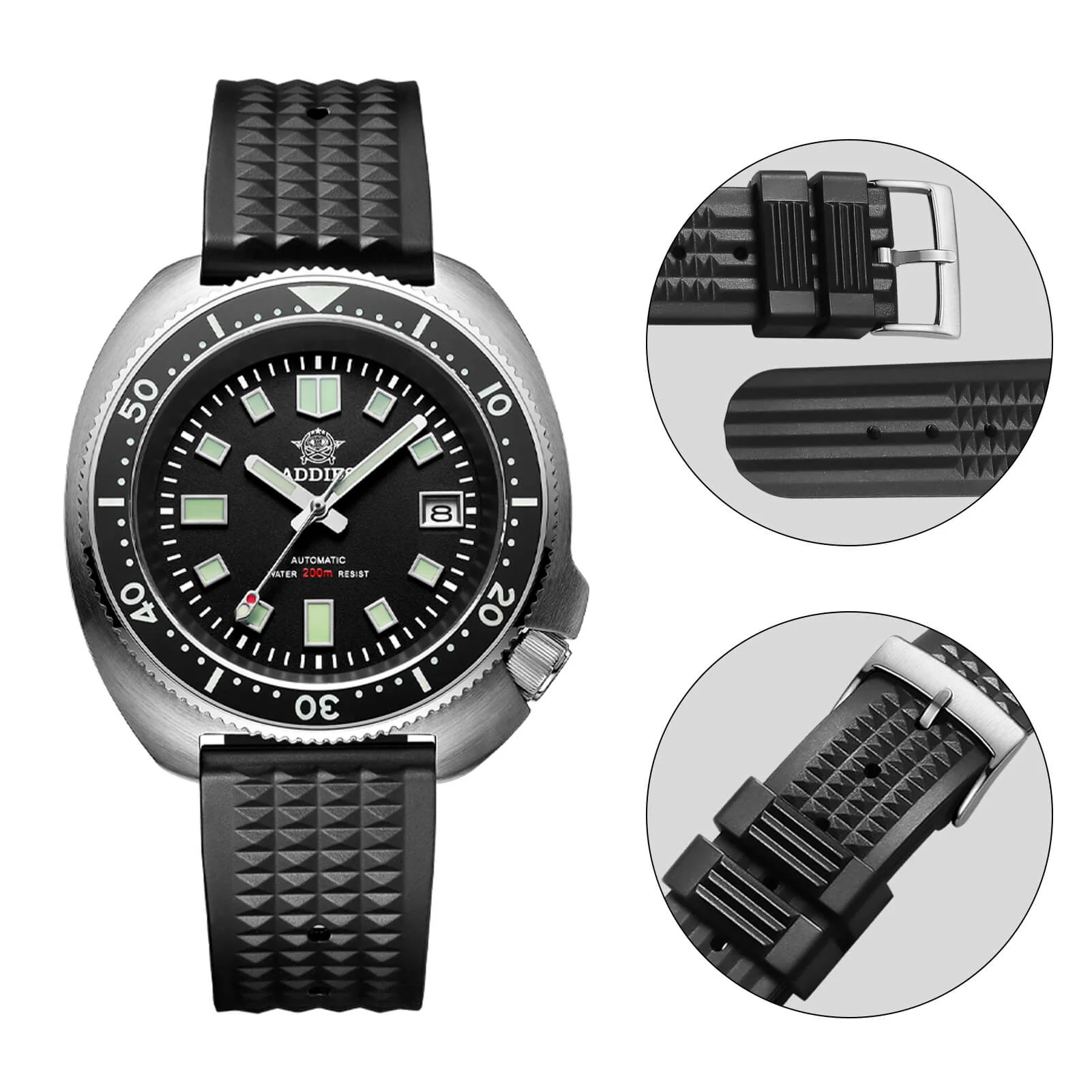 ADDIESDIVE Silicone Waffle Strap Black 20mm - Image 4