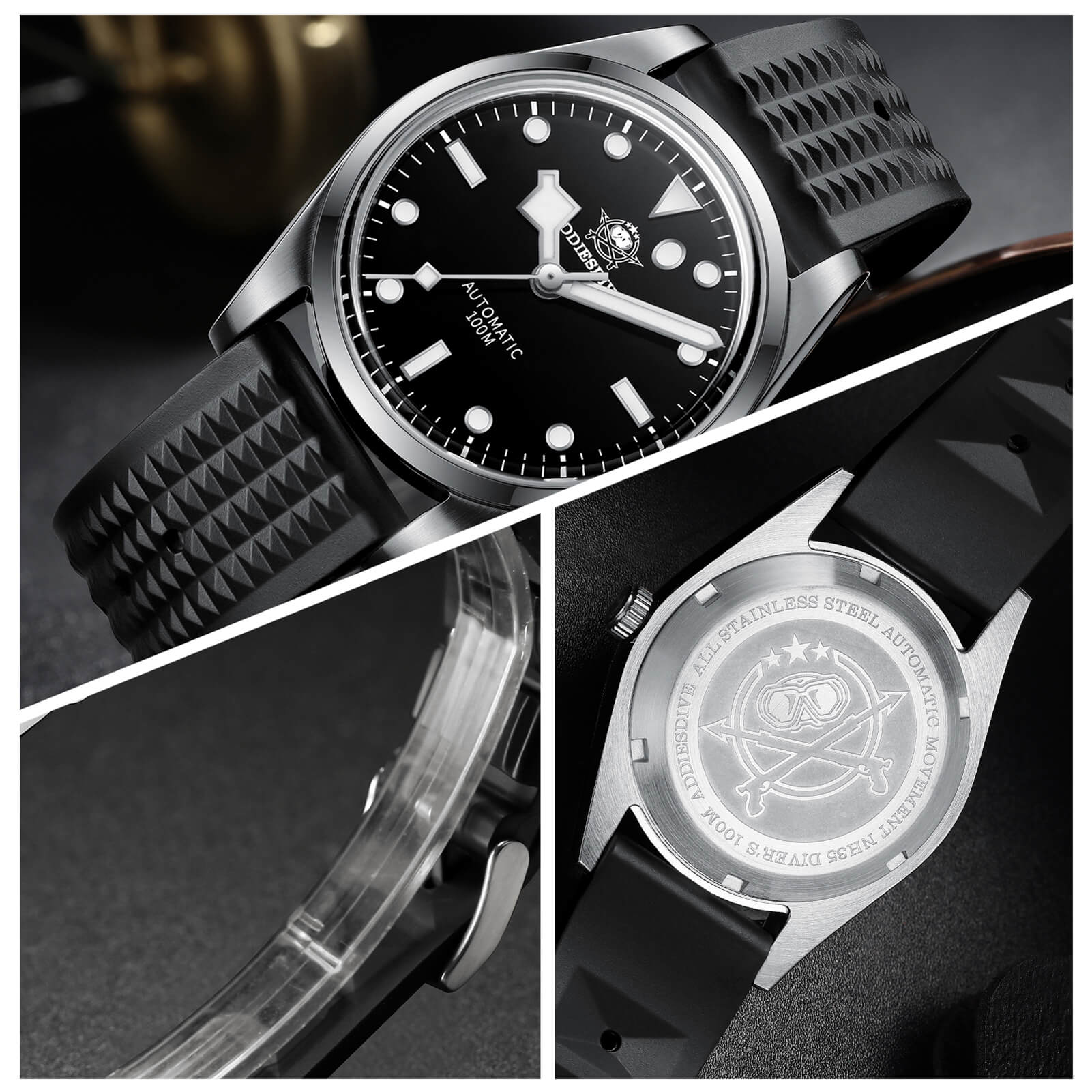 ADDIESDIVE Silicone Waffle Strap Black 20mm - Image 5