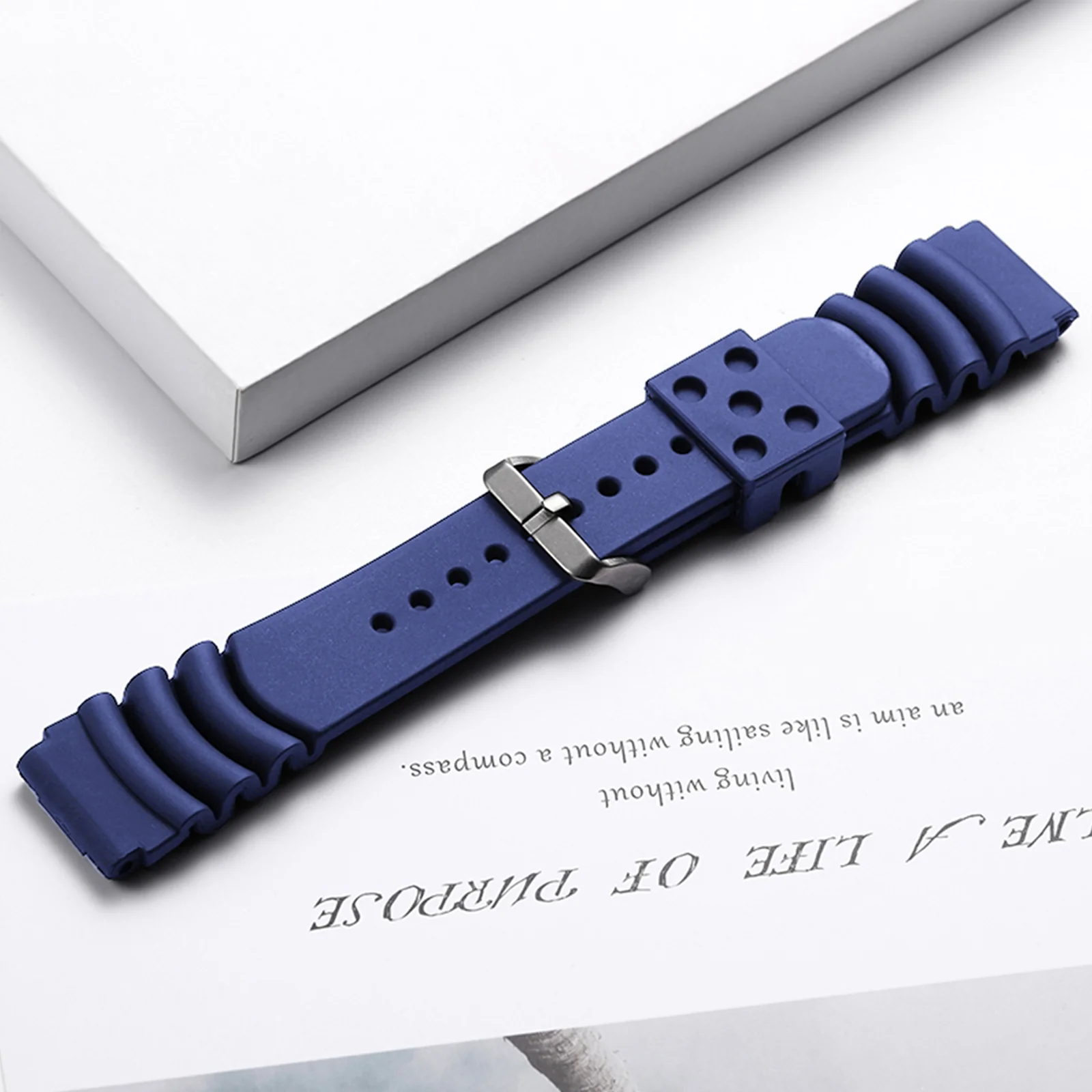 ADDIESDIVE Silicone Watch Strap For Men Diver Watches Blue 22mm - Image 4