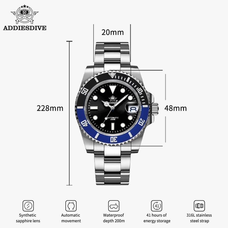 🔥Anniversary Sale🔥Addiesdive Two Color Sub NH35 Mechanical Watch H3AC - Image 20